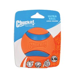 Petmate Chuckit! Ultra Ball Rubber Fetch Dog Toy  Large (3 ) for Dogs 60-100 lb Orange and Blue  Pack of 1