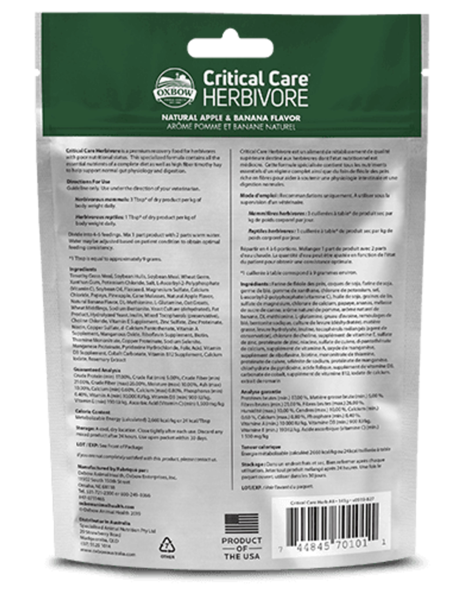 Oxbow OXBOW CRITICAL CARE APPLE/BANANA 1LB