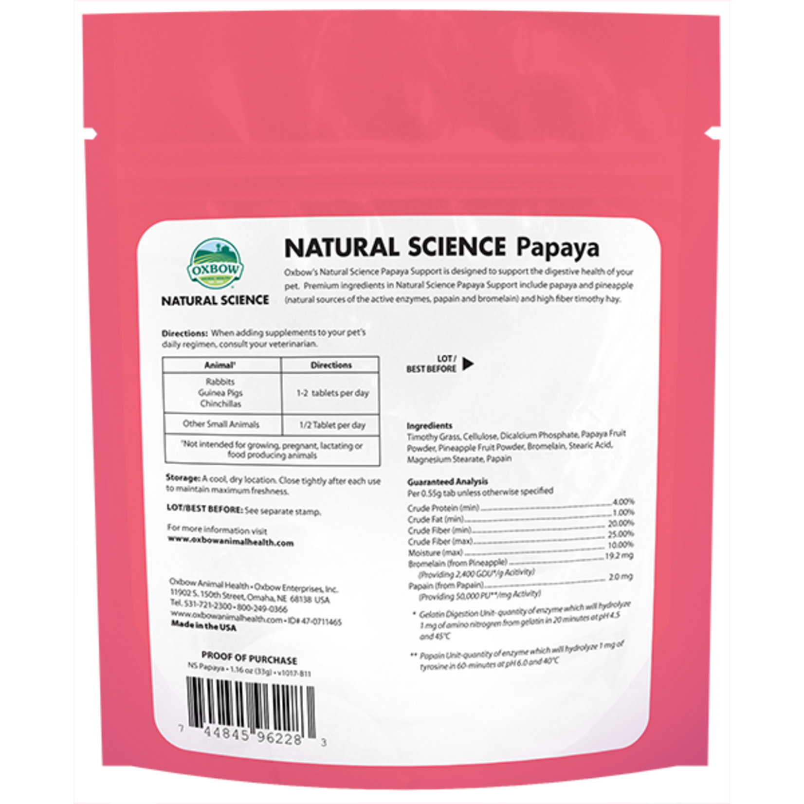 Oxbow Oxbow Natural Science Papaya Supports Digestive Health In Small Animals 1.16-Oz.
