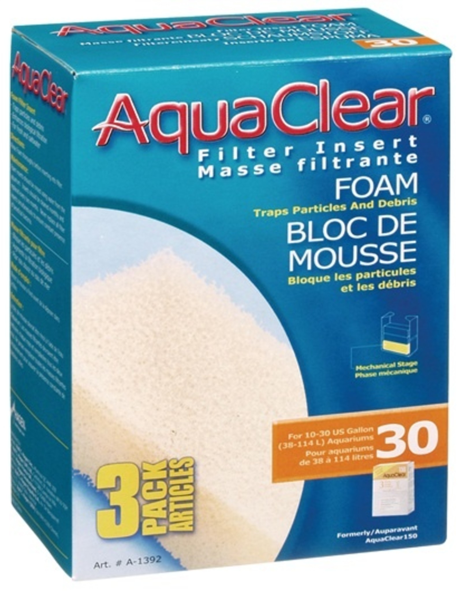 HAGEN AQUA CLEAR 30 3PK FOAM