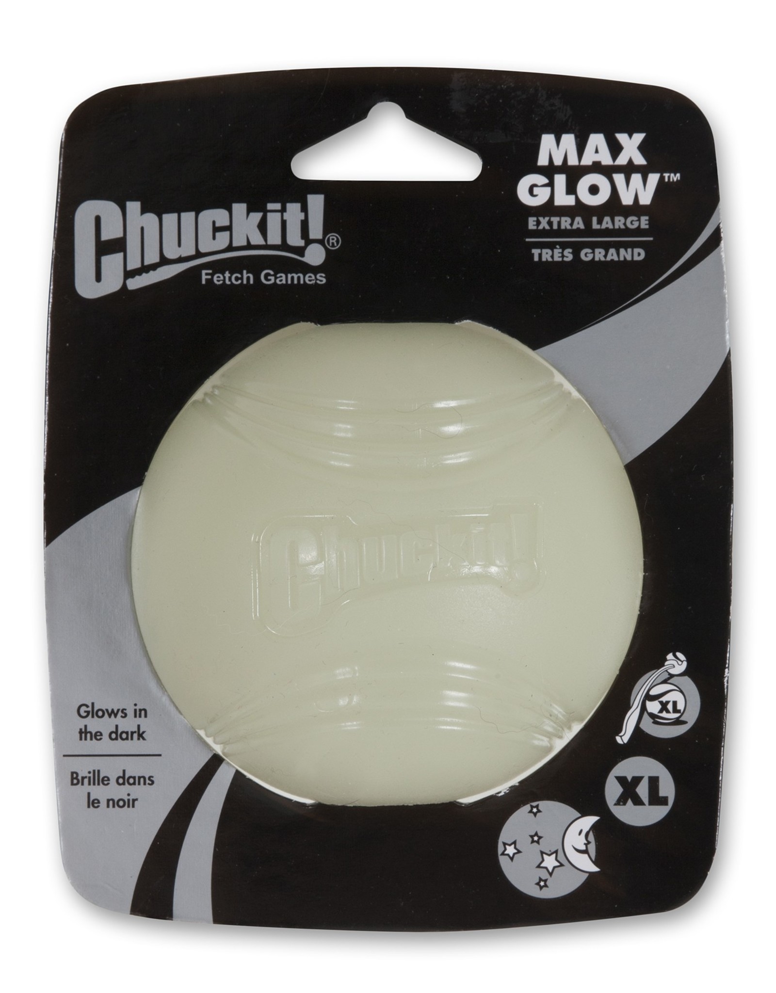 Petmate Chuckit! Max Glow Rubber Ball, Medium, White