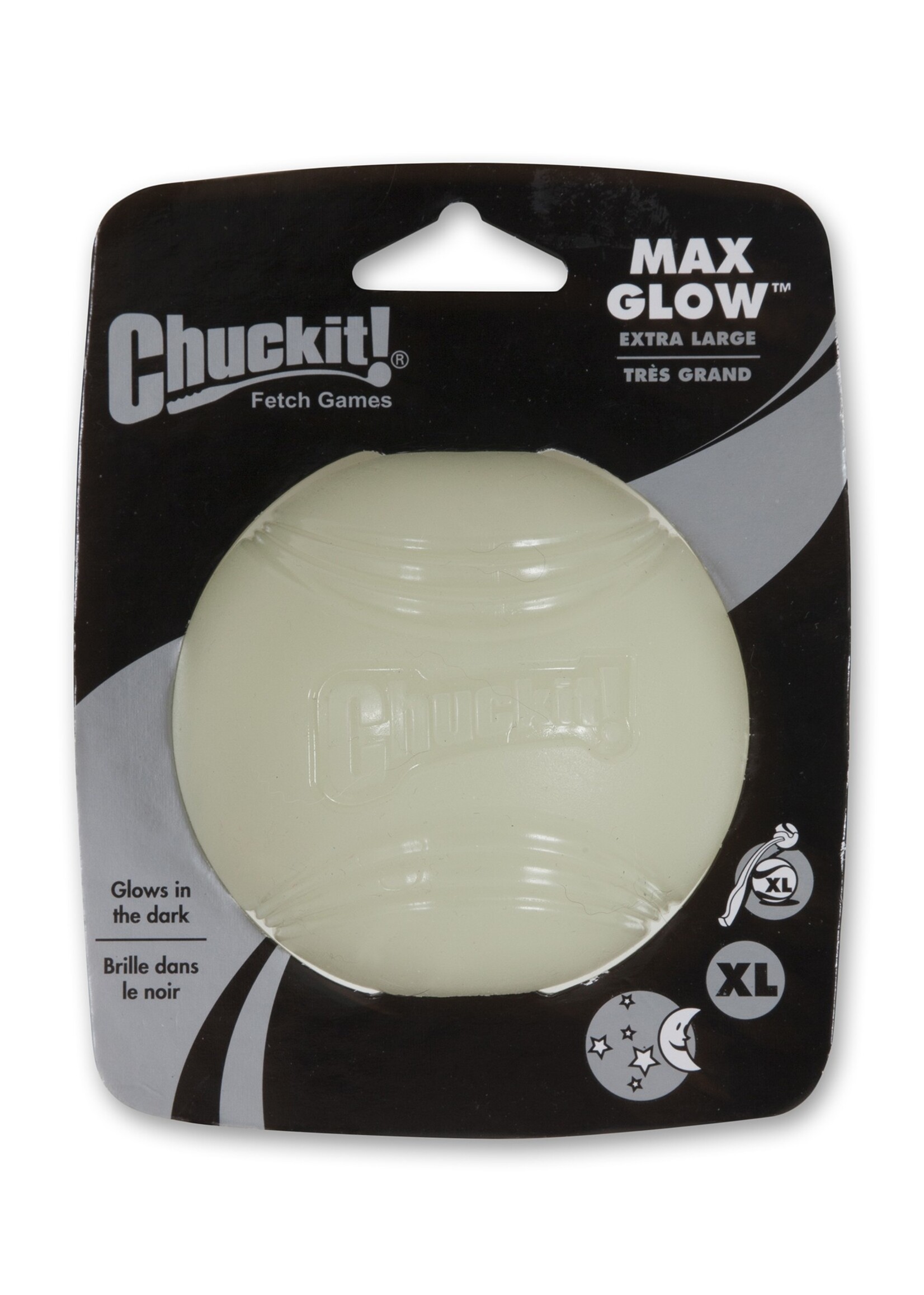 Chuckit! Chuckit! Max Glow Rubber Ball, Medium, White