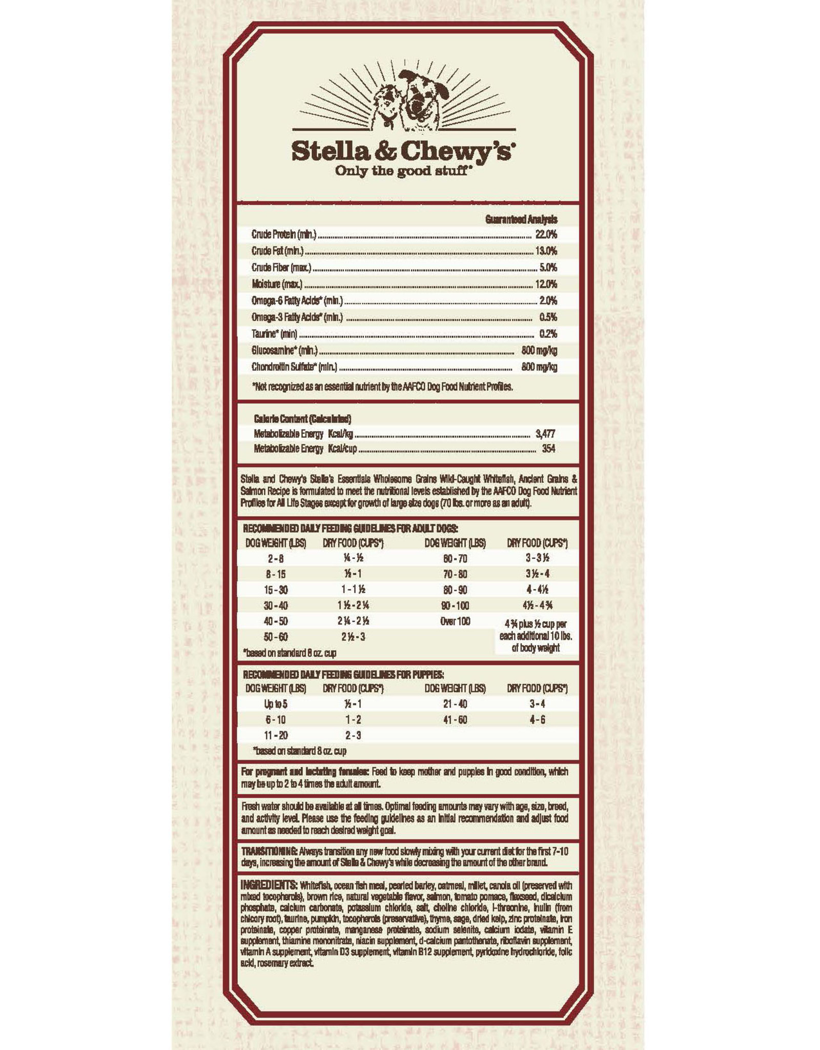 Stella & Chewy's STELLA & CHEWY'S ESSENTIALS ANCIENT GRAINS WHITEFISH & SALMON 25LBS