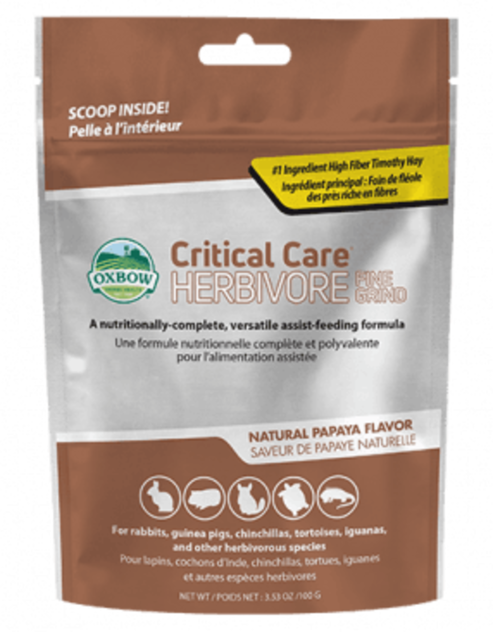 OXBOW PET PRODUCTS OXBOW CRITICAL CARE FINE GRIND 100G PAPAYA