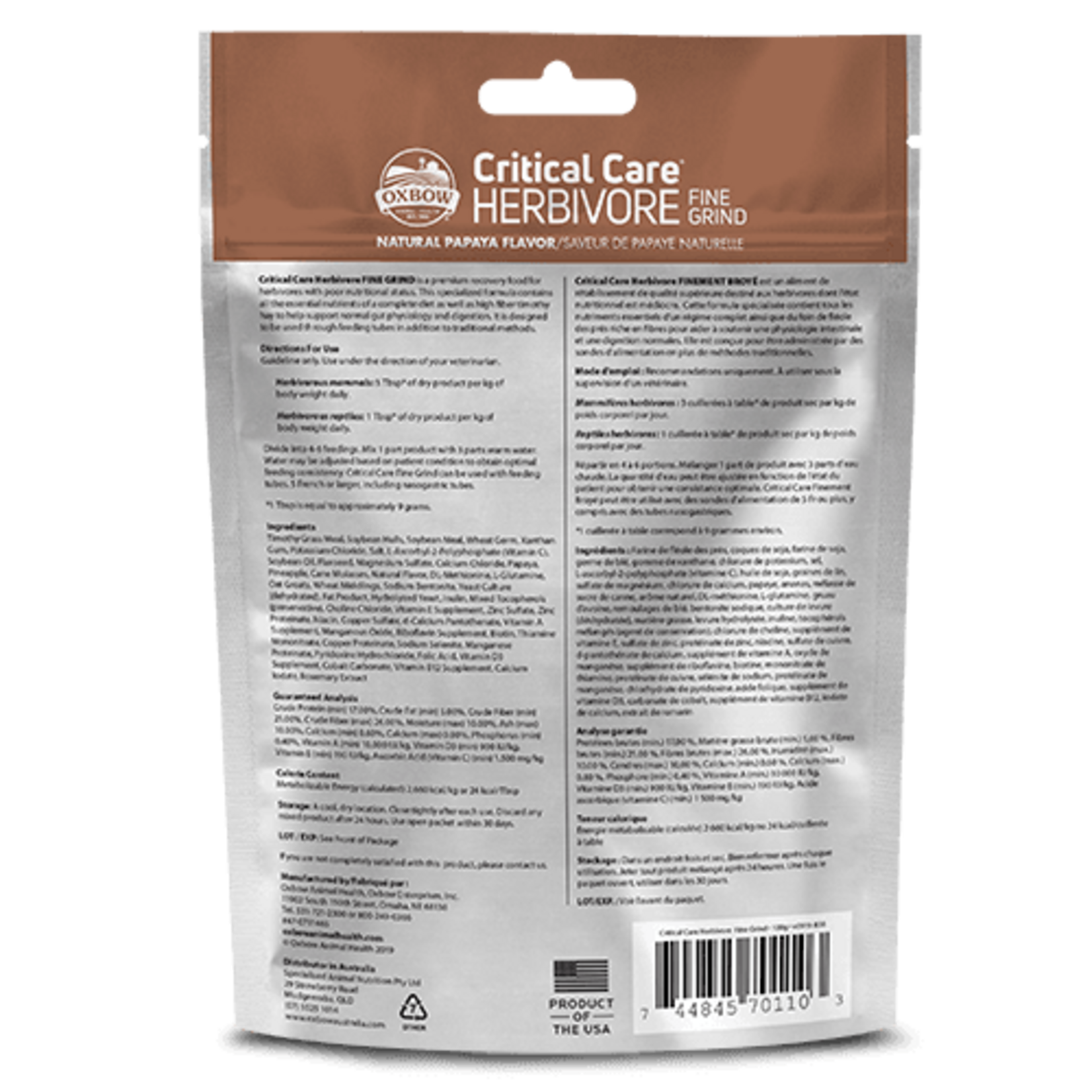 Oxbow Oxbow Critical Care Fine Grind Small Animal Food Papaya - 3.5 oz. (100 g)