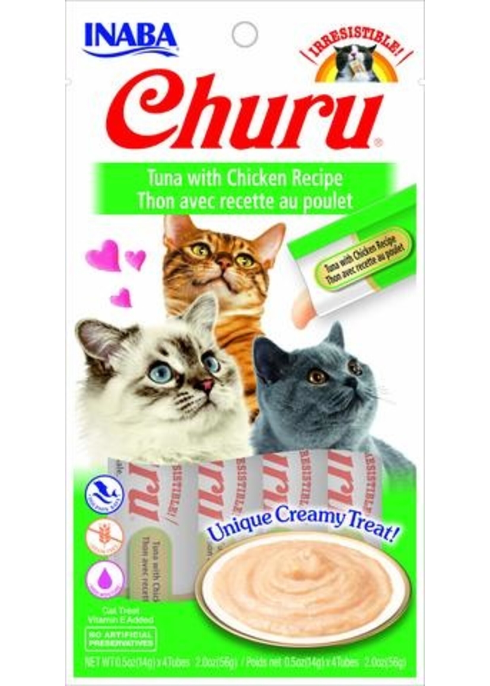 Inaba INABA Churu Creamy Cat Treat Tuna with Chicken 0.5 Oz - 4 Tubes