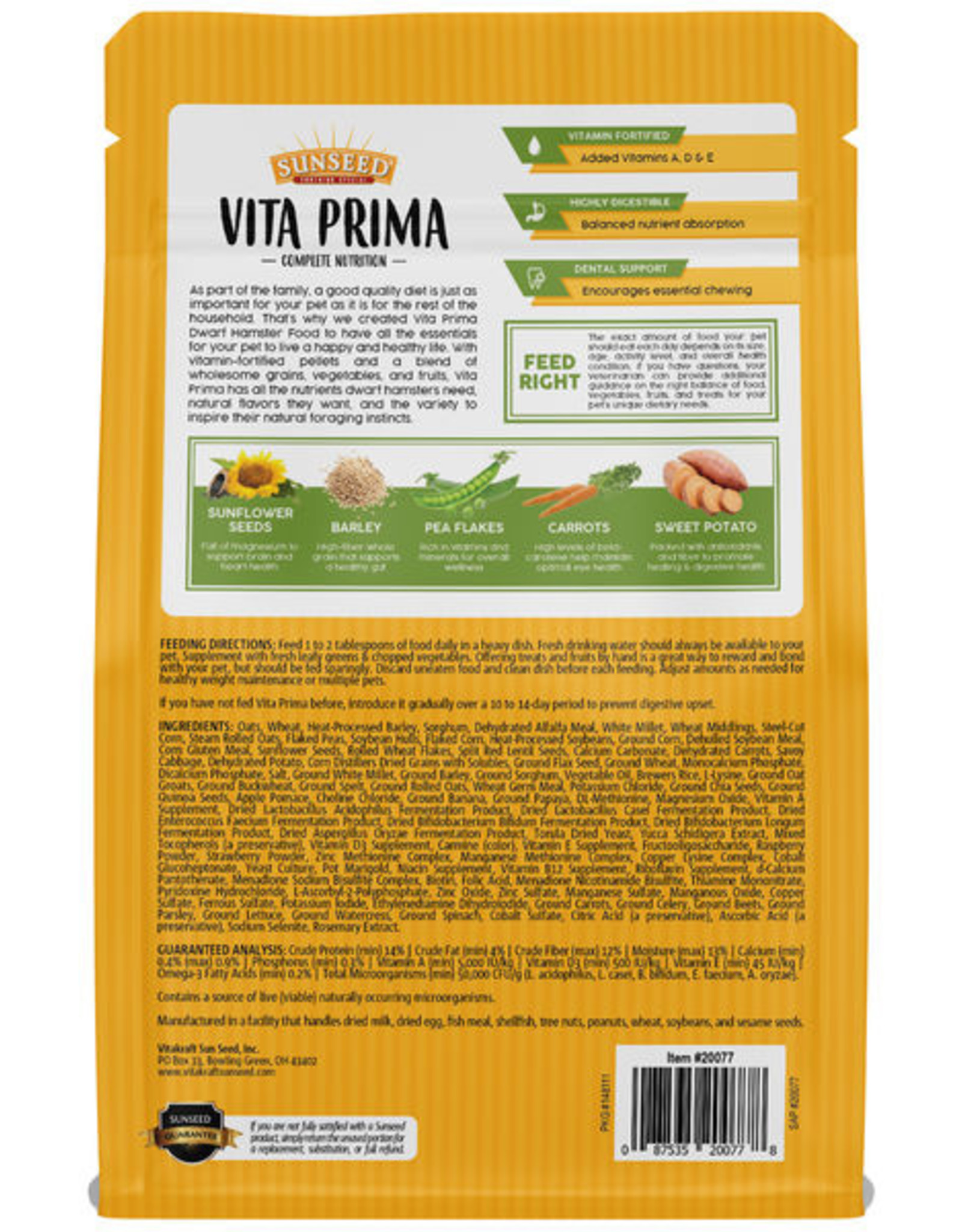 Vitakraft SUNSEED VITA PRIMA DWARF HAMSTER 2LBS