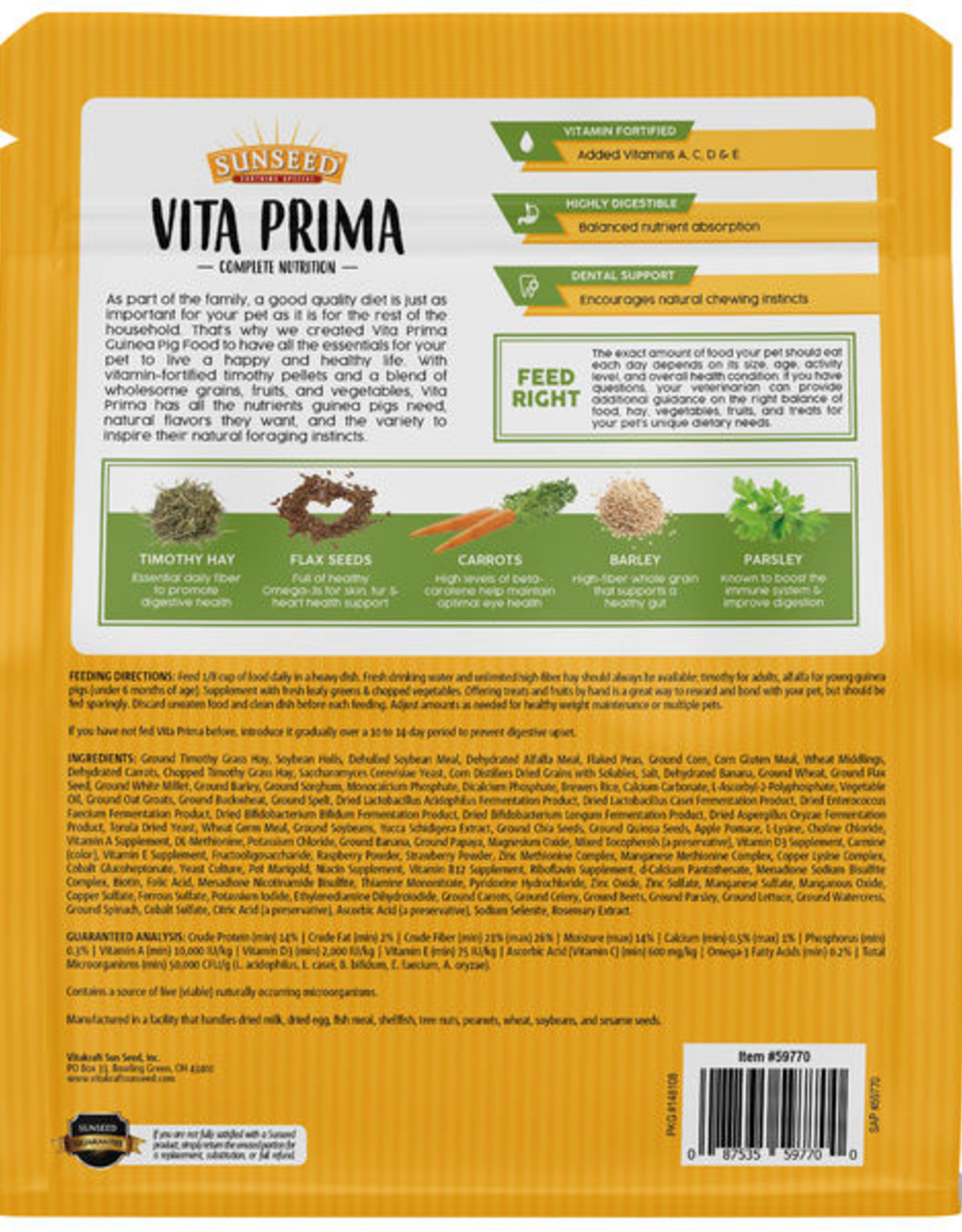 Vitakraft SUNSEED VITA PRIMA GUINEA PIG 4BLBS