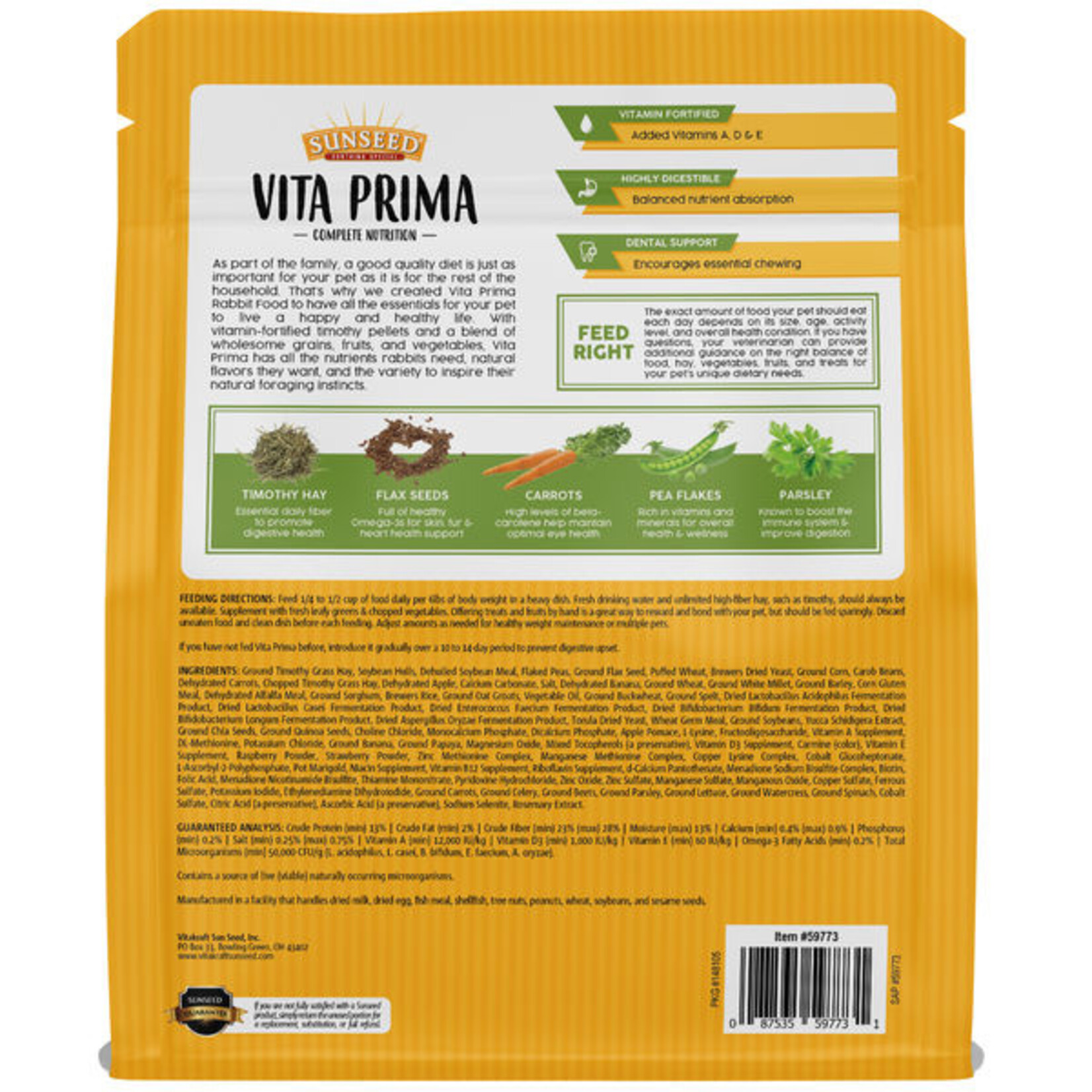Vitakraft Sun Seed SUNSEED VITA PRIMA ADULT RABBIT 8LBS