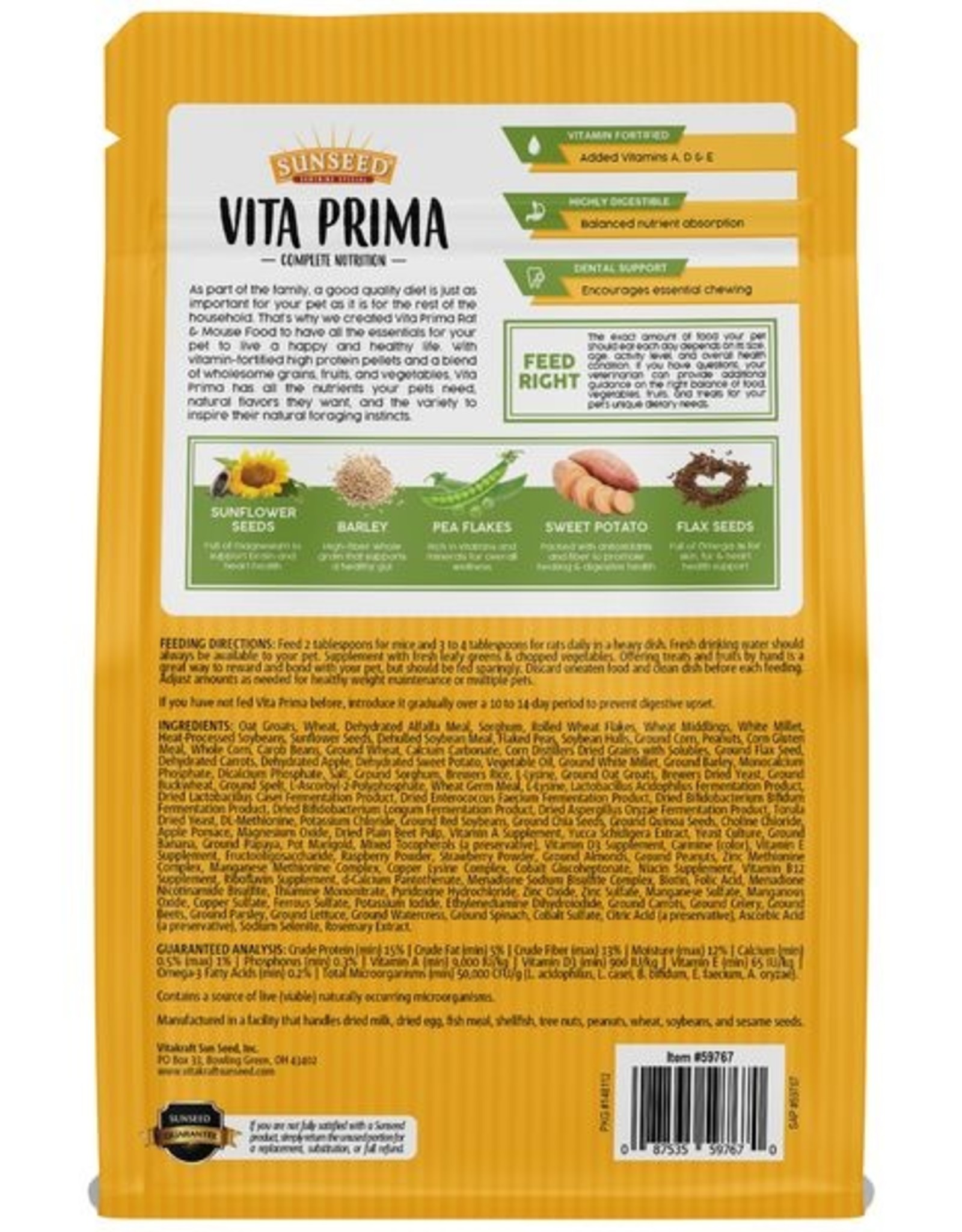 Vitakraft SUNSEED VITA PRIMA RAT & MOUSE 2LBS