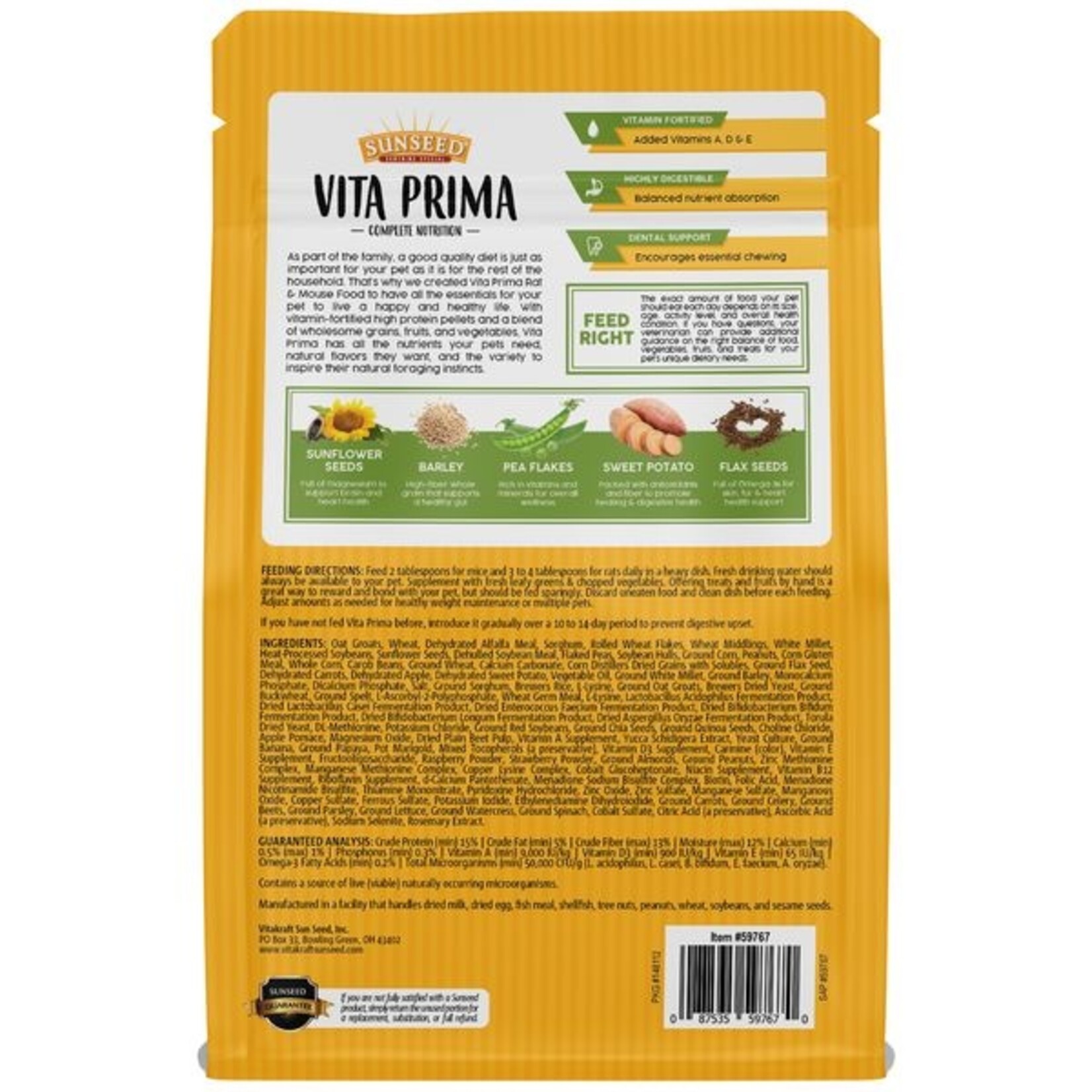 Vitakraft Sun Seed SUNSEED VITA PRIMA RAT & MOUSE 2LBS