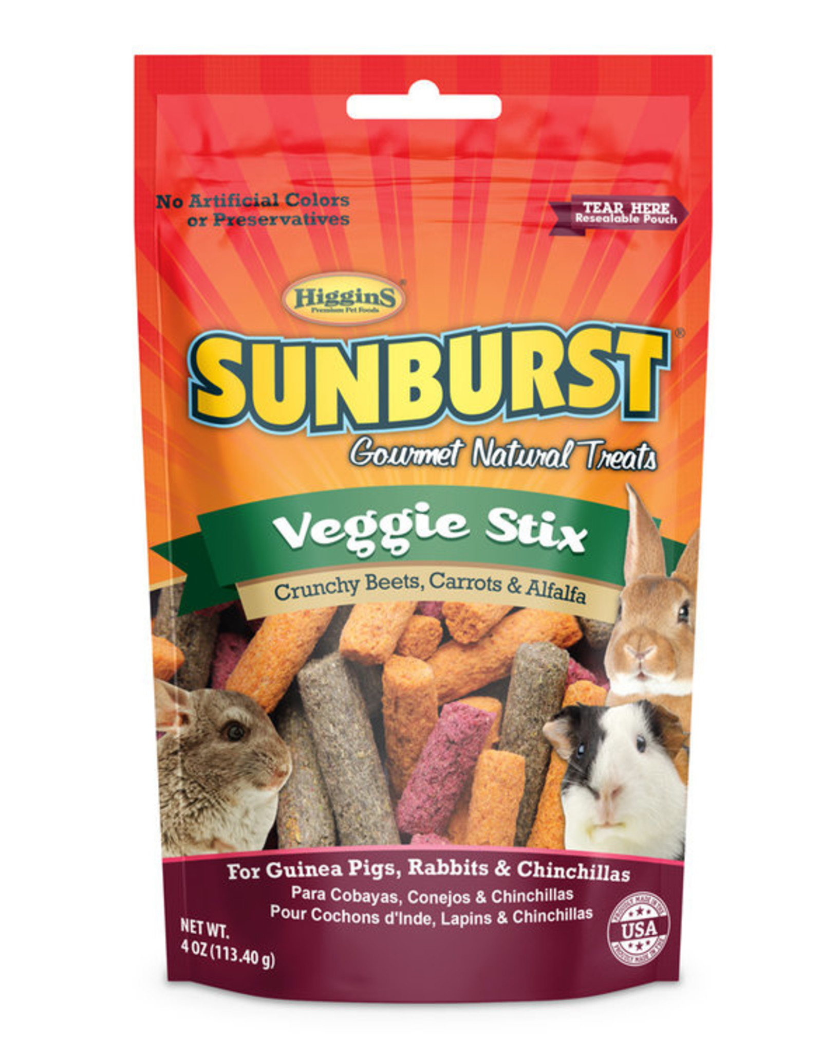 Versele-Laga Higgins HIGGINS SUNBURST GOURMET TREATS VEGGIE STIX 4OZ