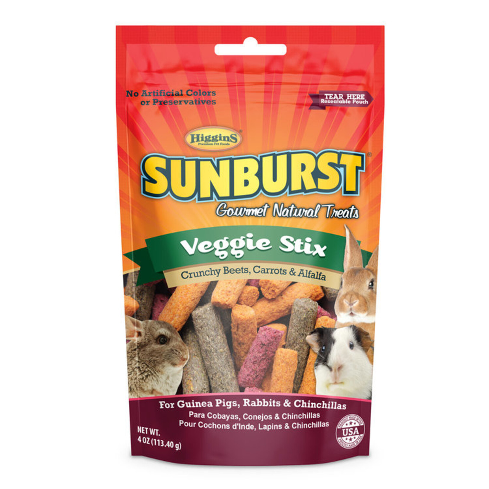 Versele-Laga Higgins HIGGINS SUNBURST GOURMET TREATS VEGGIE STIX 4OZ