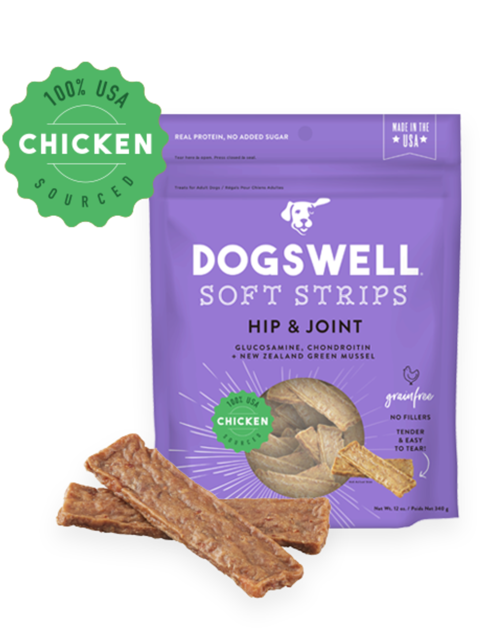 DOGSWELL, LLC DOGSWELL HIP & JOINT SOFT STRIPS CHICKEN RECIPE 12OZ
