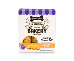 THREE DOG BAKERY LICK'N CRUNCH! GOLDEN & PEANUT BUTTER 13OZ