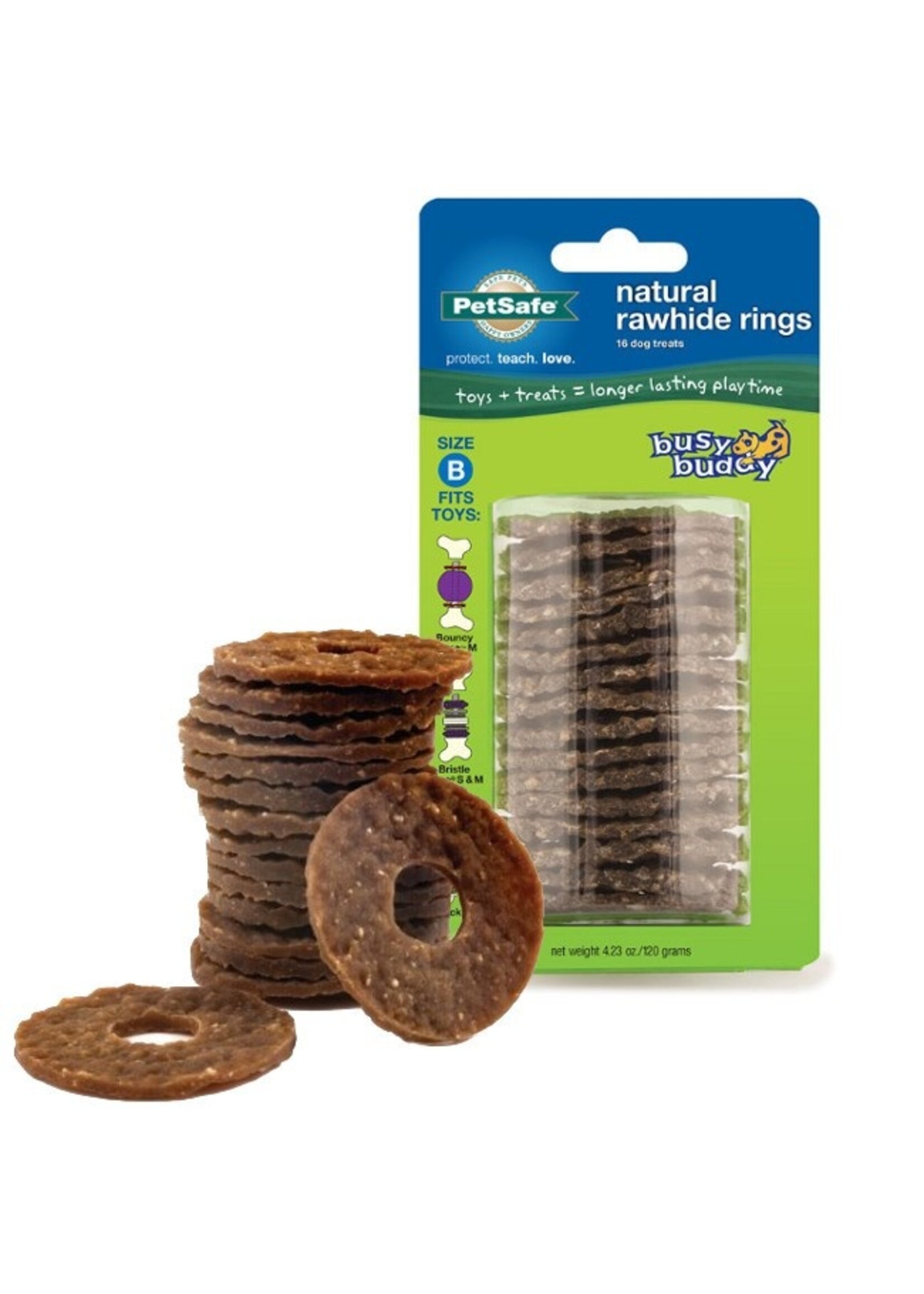 PetSafe PetSafe Busy Buddy Rawhide Treat Ring Refills Toys Original Large (Size C) Dry Food