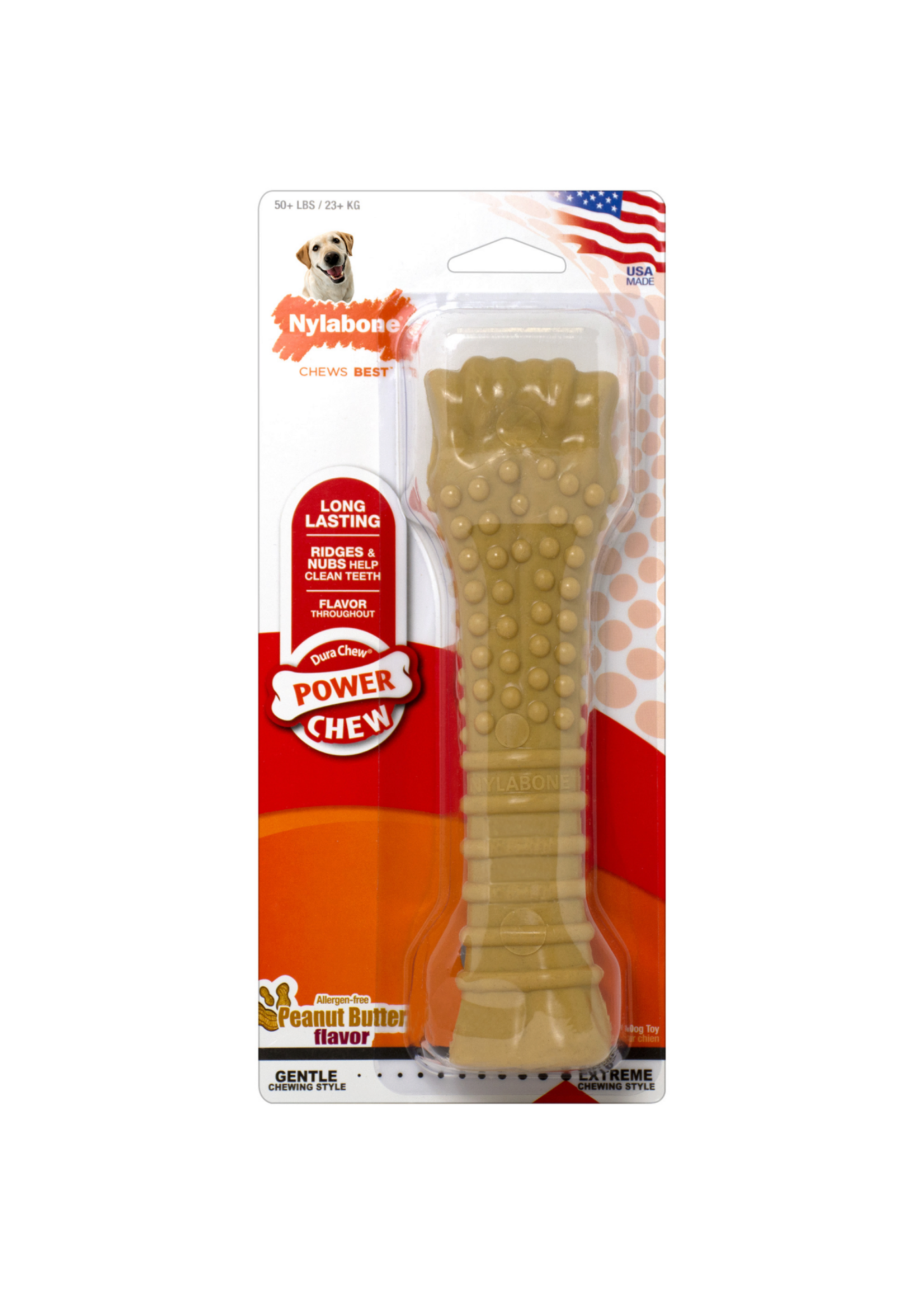 Nylabone Nylabone Dental Bone for Dogs Peanut Butter- X-Large