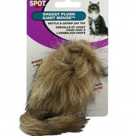 Ethical Pet Spot Shaggy Plush Giant Mouse Cat Toy with Rattle and Catnip - Assorted Colors