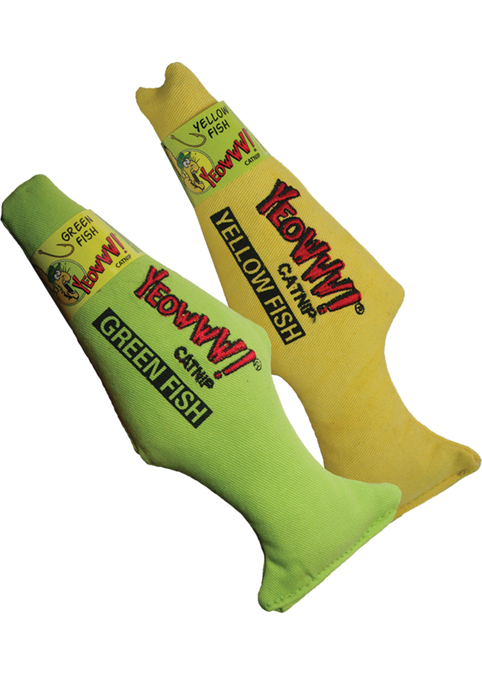 Yeowww! Yeowww! Fish Catnip Toy Green Color 7 Inch