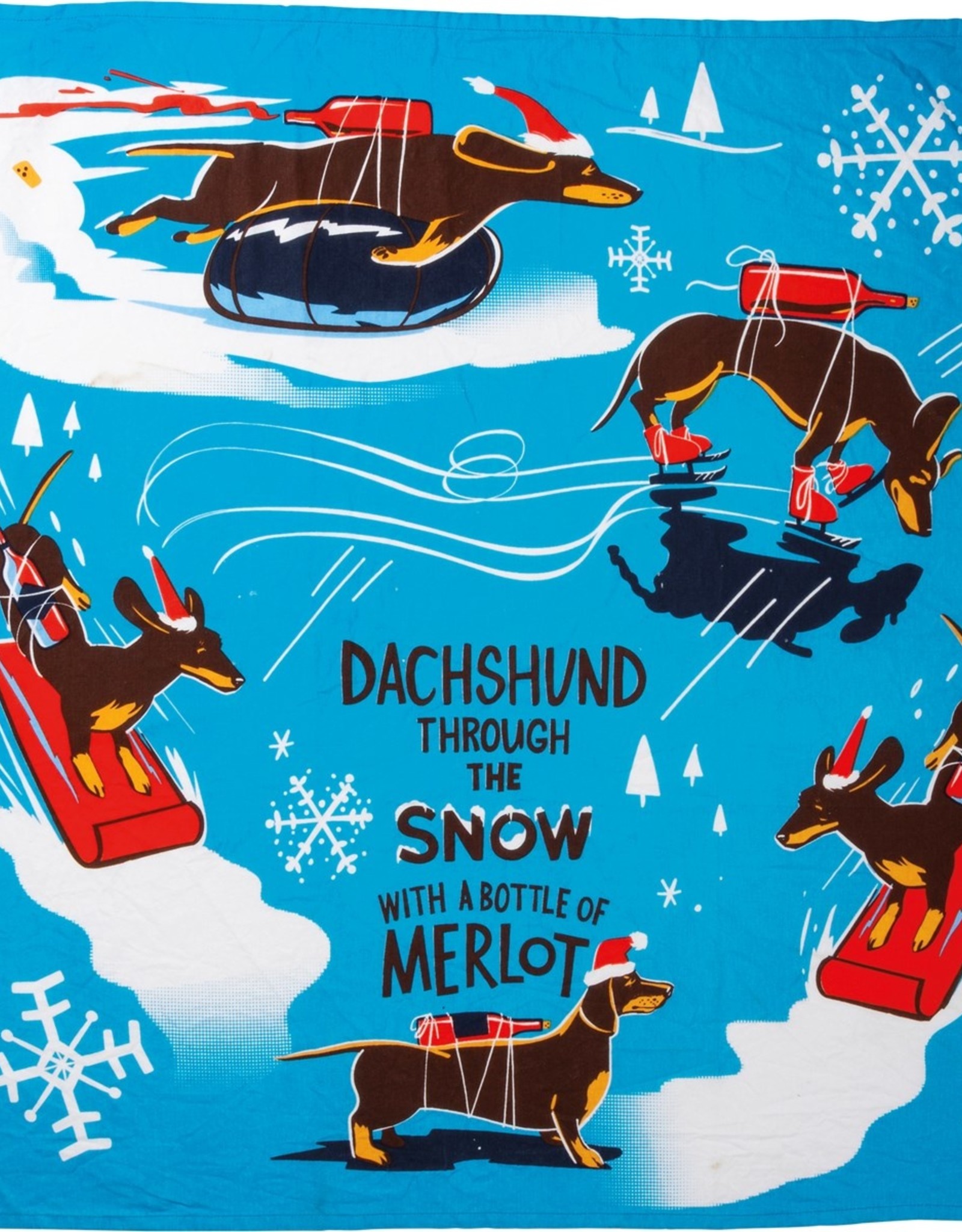 PRIMITIVES BY KATHY DISH TOWEL - DACHSHUND THRU SNOW