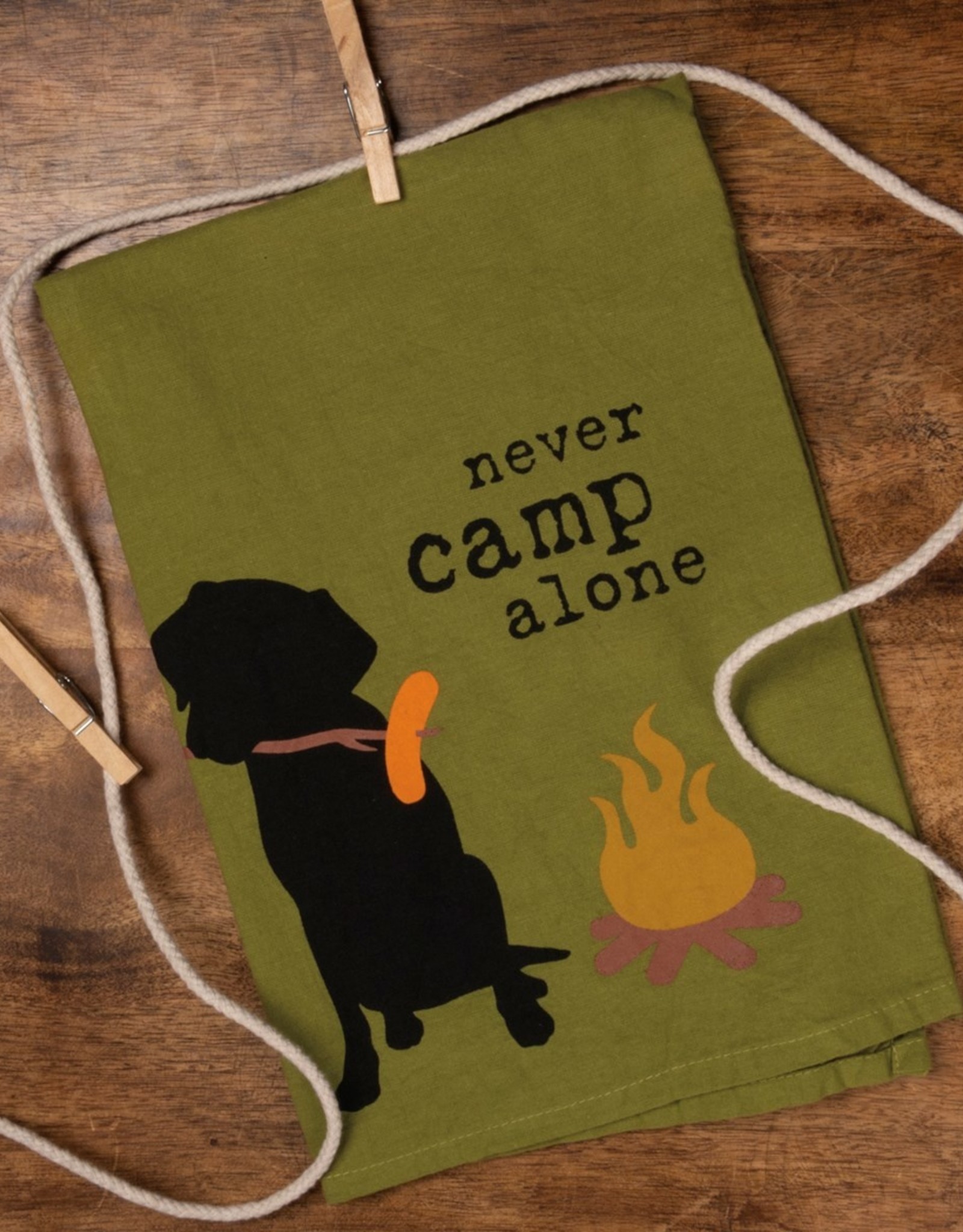 PRIMITIVES BY KATHY DISH TOWEL - NEVER CAMP ALONE