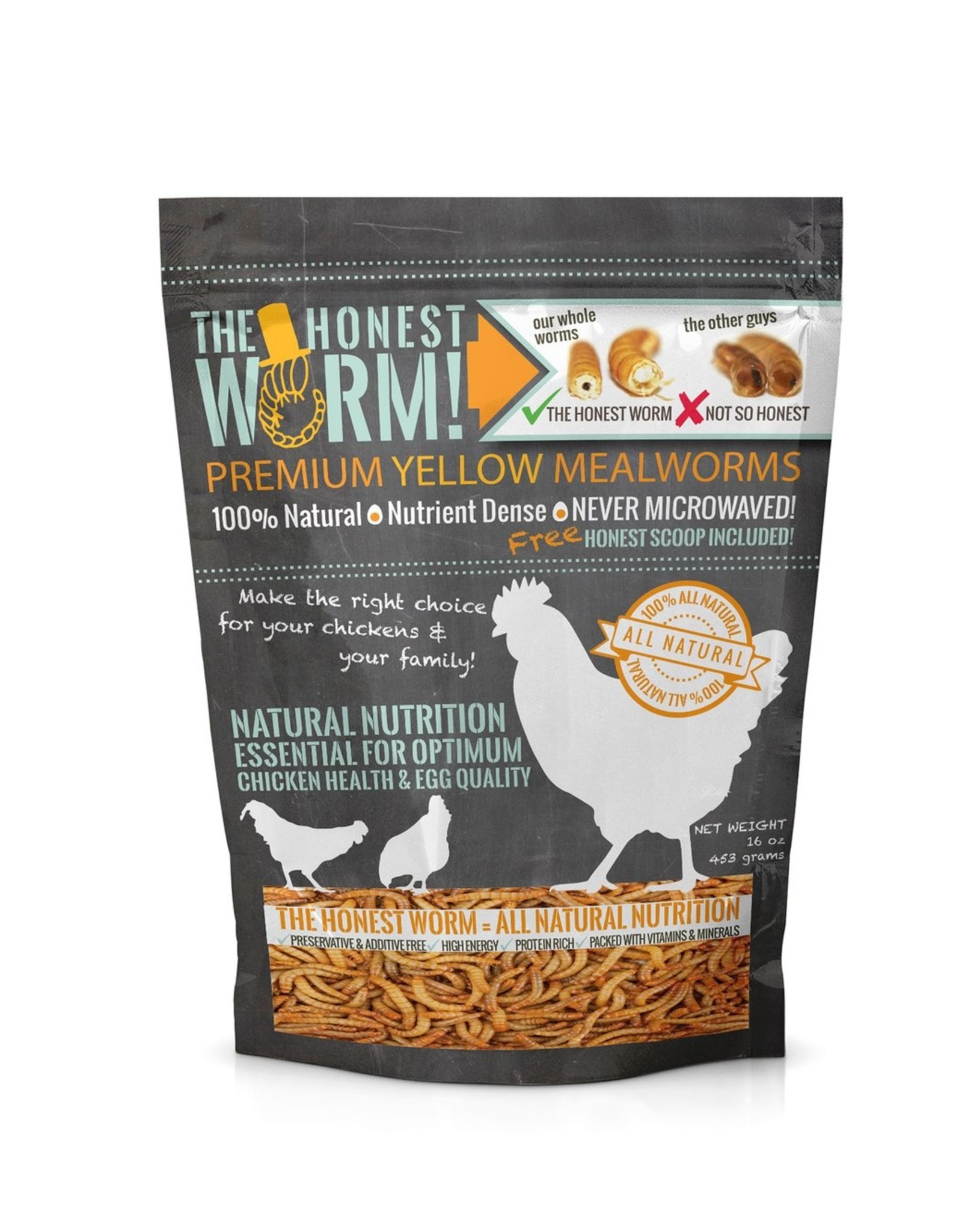 DAVE & MATTS CHICKEN STUFF THE HONEST WORM! FREEZE DRIED MEALWORMS 16OZ