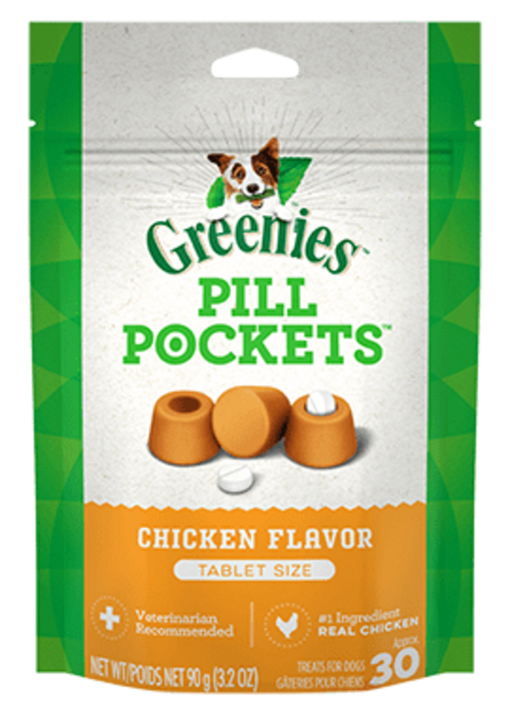 Greenies Greenies Pill Pockets Tablet Size Natural Soft Dog Treats  Chicken Flavor  3.2 oz. (30 Treats)