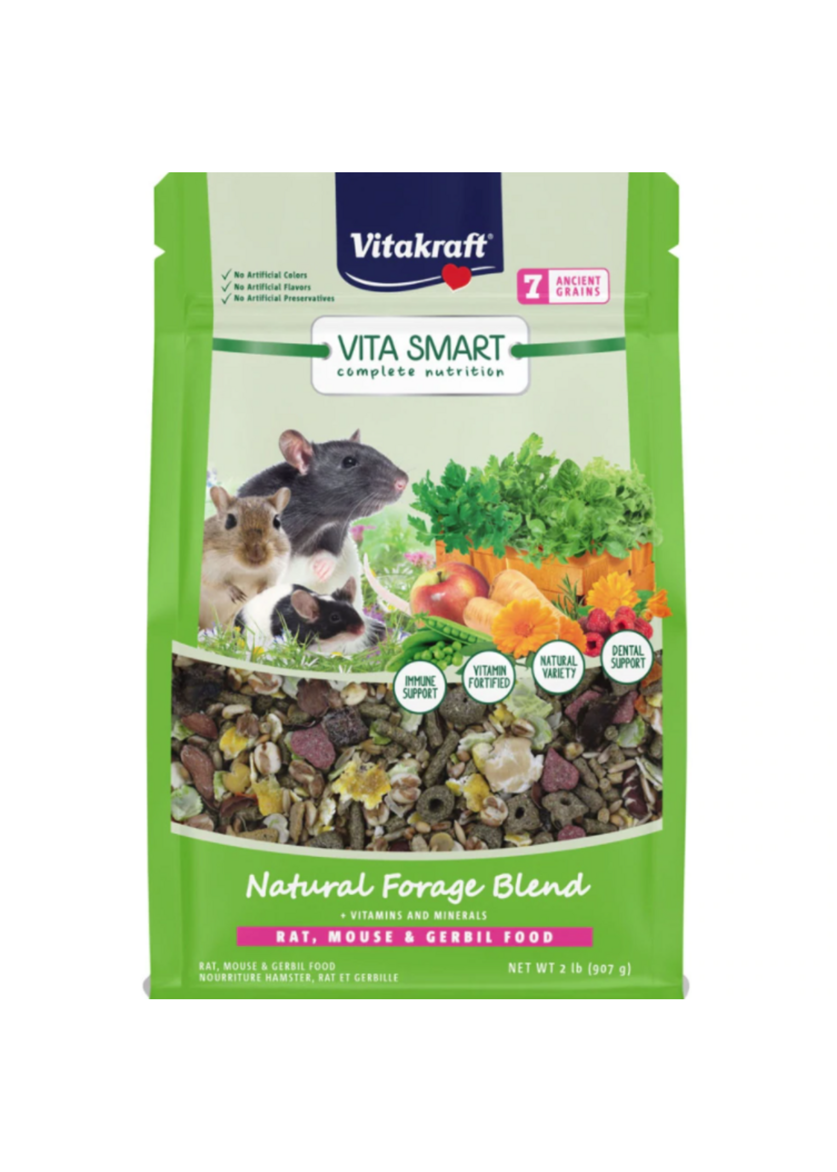 Vitakraft Sun Seed Vitakraft Vita Smart Rat and Mouse Food - Complete Nutrition - Premium Fortified Blend with Ancient Grains for Rats Mice and Gerbils - 2 lb