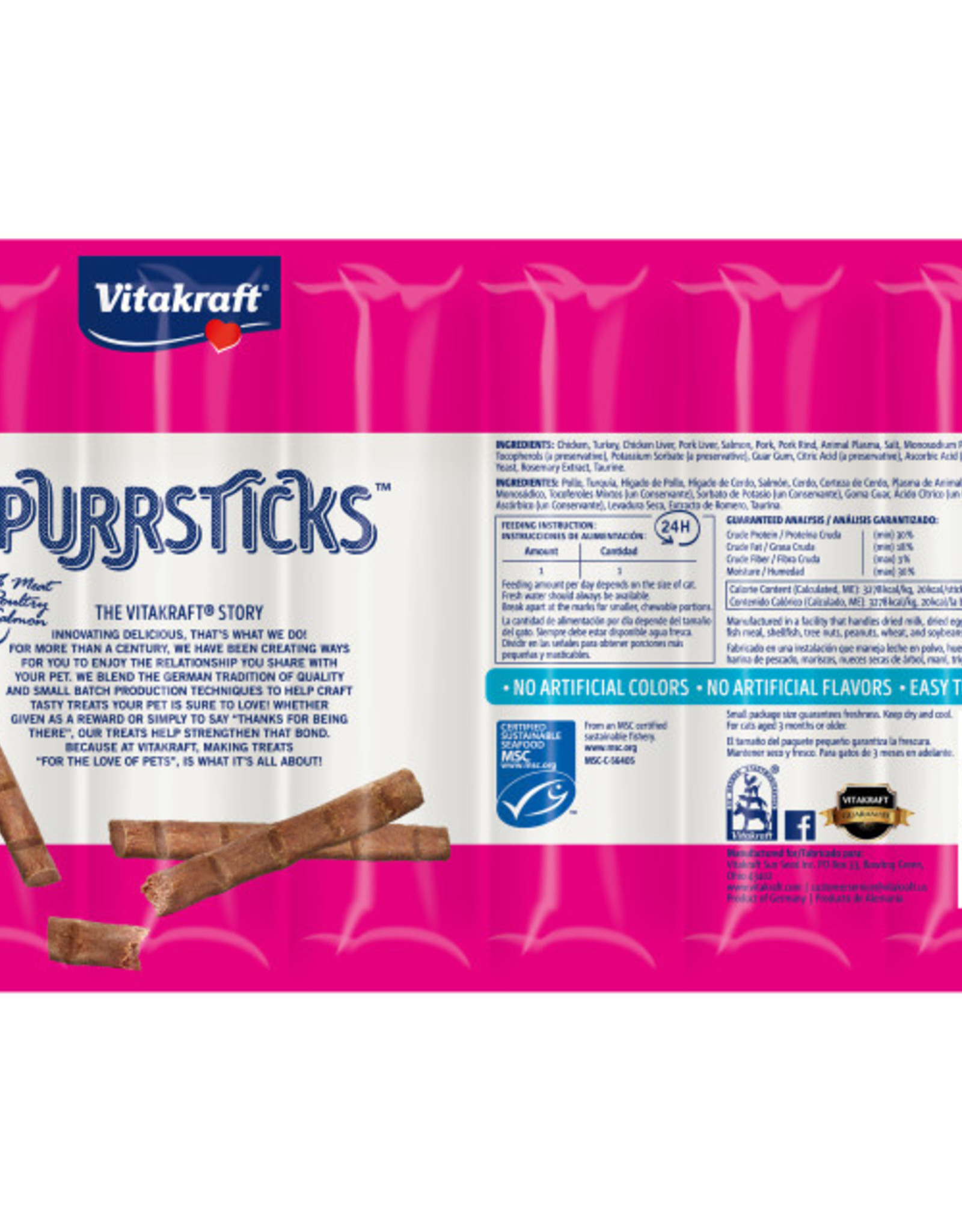 VITAKRAFT SUN SEED, INC. VITAKRAFT CAT PURRSTICKS SALMON 6PK