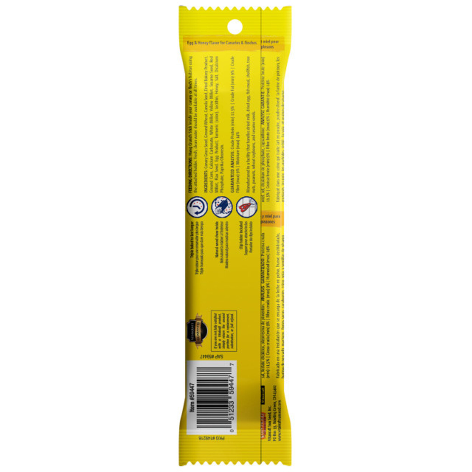 Vitakraft Sun Seed VITAKRAFT CANARY & FINCH CRUNCH STICKS EGG & HONEY