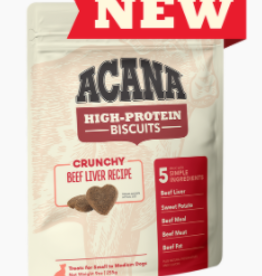 CHAMPION PET FOOD ACANA HIGH PROTEIN BISCUIT CRUNCHY BEEF LIVER LARGE 9OZ