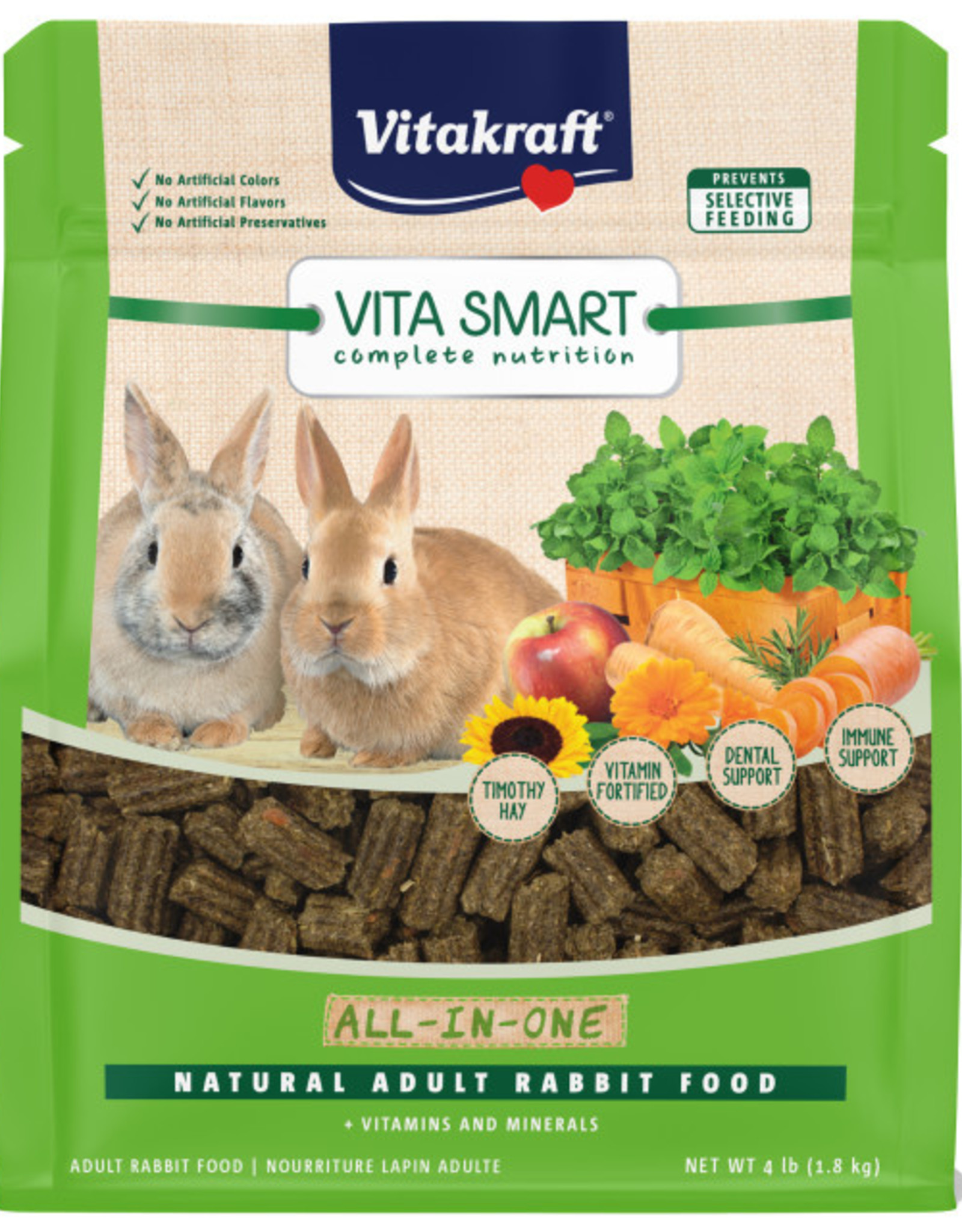 Vitakraft VITAKRAFT VITA SMART NATURAL FORAGE ADULT RABBIT FOOD 4LBS