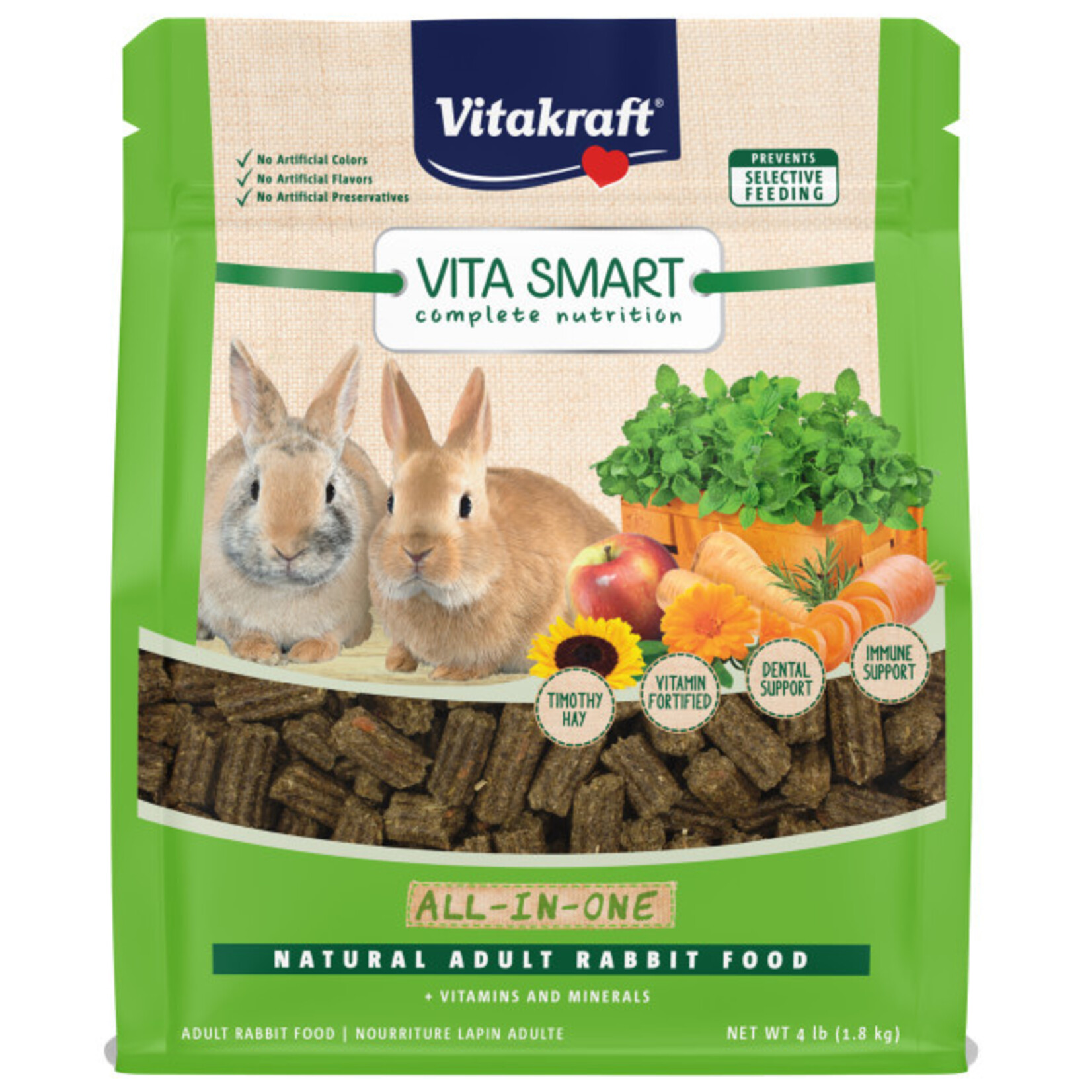 Vitakraft Sun Seed VITAKRAFT VITA SMART NATURAL FORAGE ADULT RABBIT FOOD 4LBS