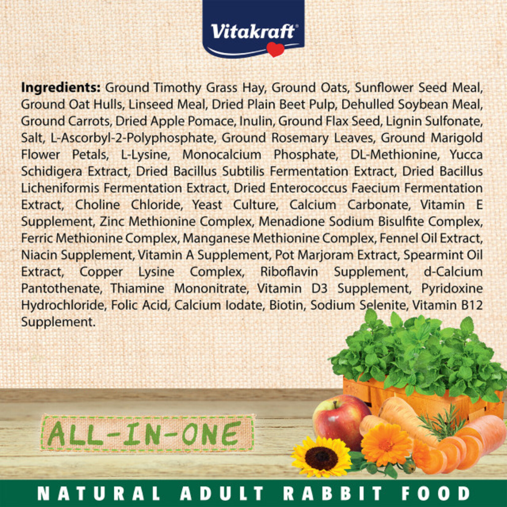 Vitakraft Sun Seed VITAKRAFT VITA SMART NATURAL FORAGE ADULT RABBIT FOOD 4LBS