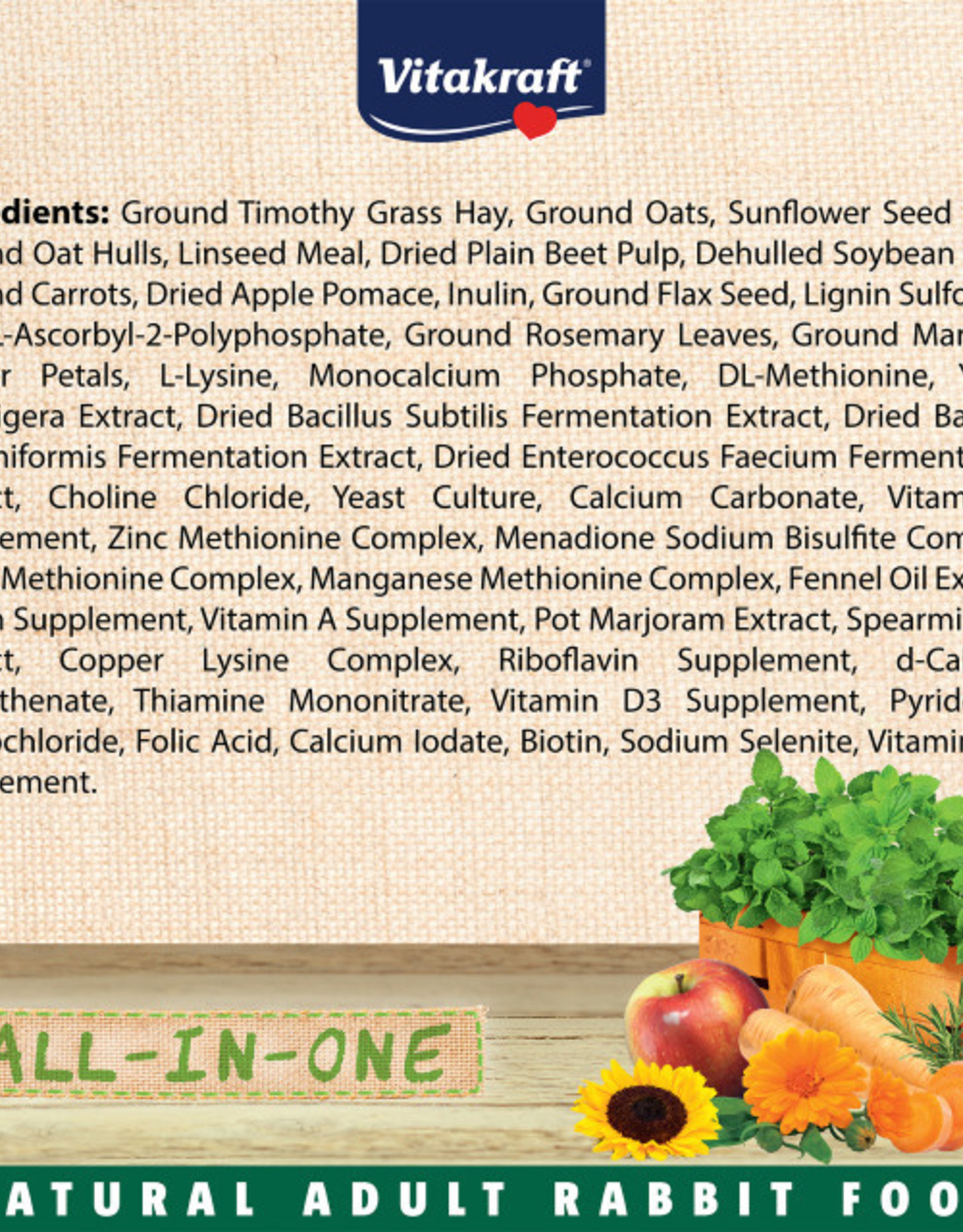 Vitakraft Sun Seed VITAKRAFT VITA SMART NATURAL FORAGE ADULT RABBIT FOOD 4LBS
