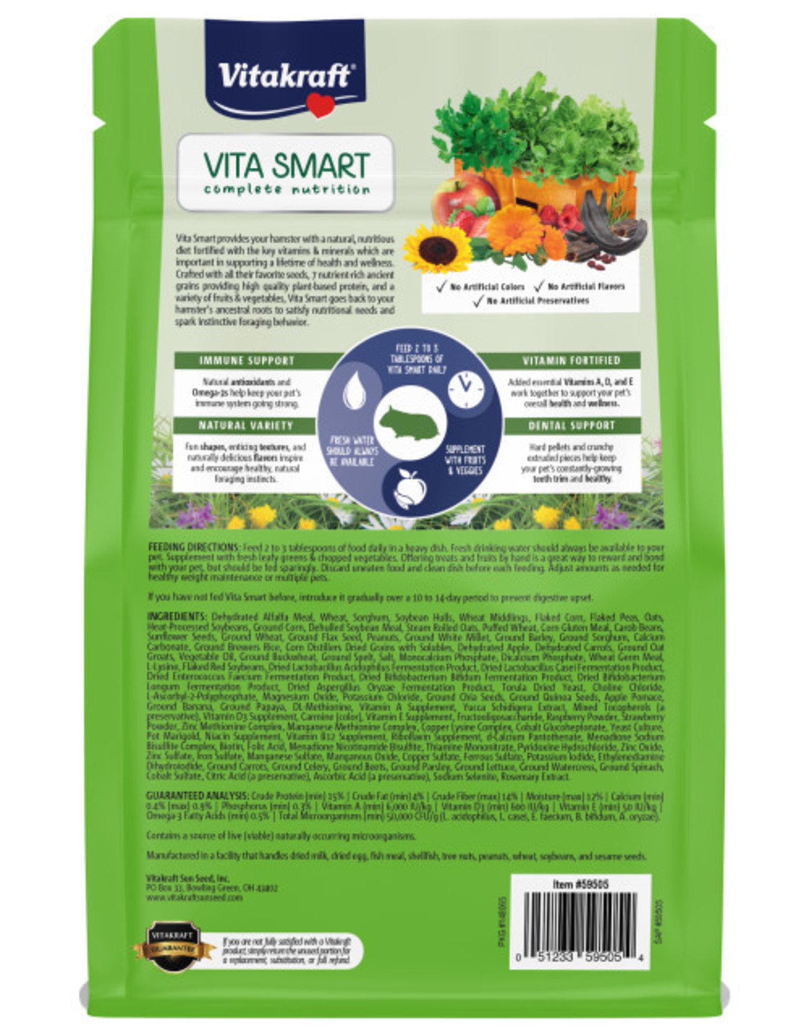 Vitakraft Sun Seed VITAKRAFT VITA SMART NATURAL FORAGE HAMSTER FOOD 2LBS