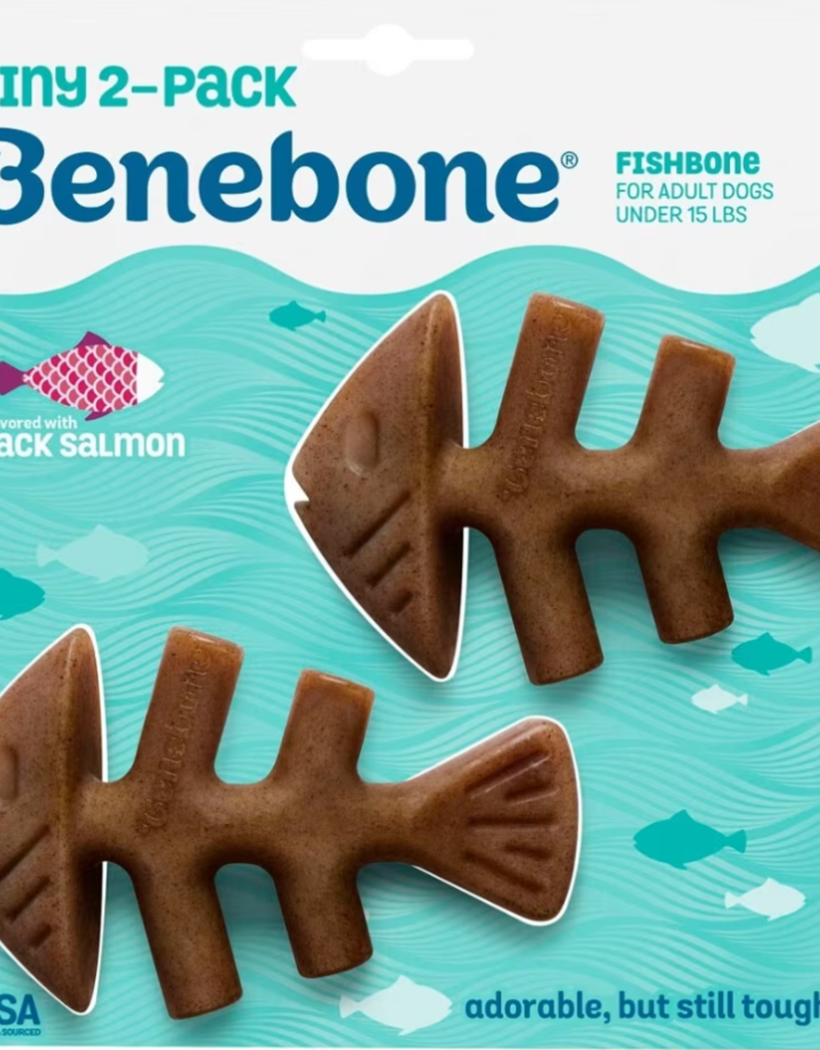 Benebone Benebone Tiny 2-Pack Fishbone Durable Dog Chew Toys Real Fish Flavor
