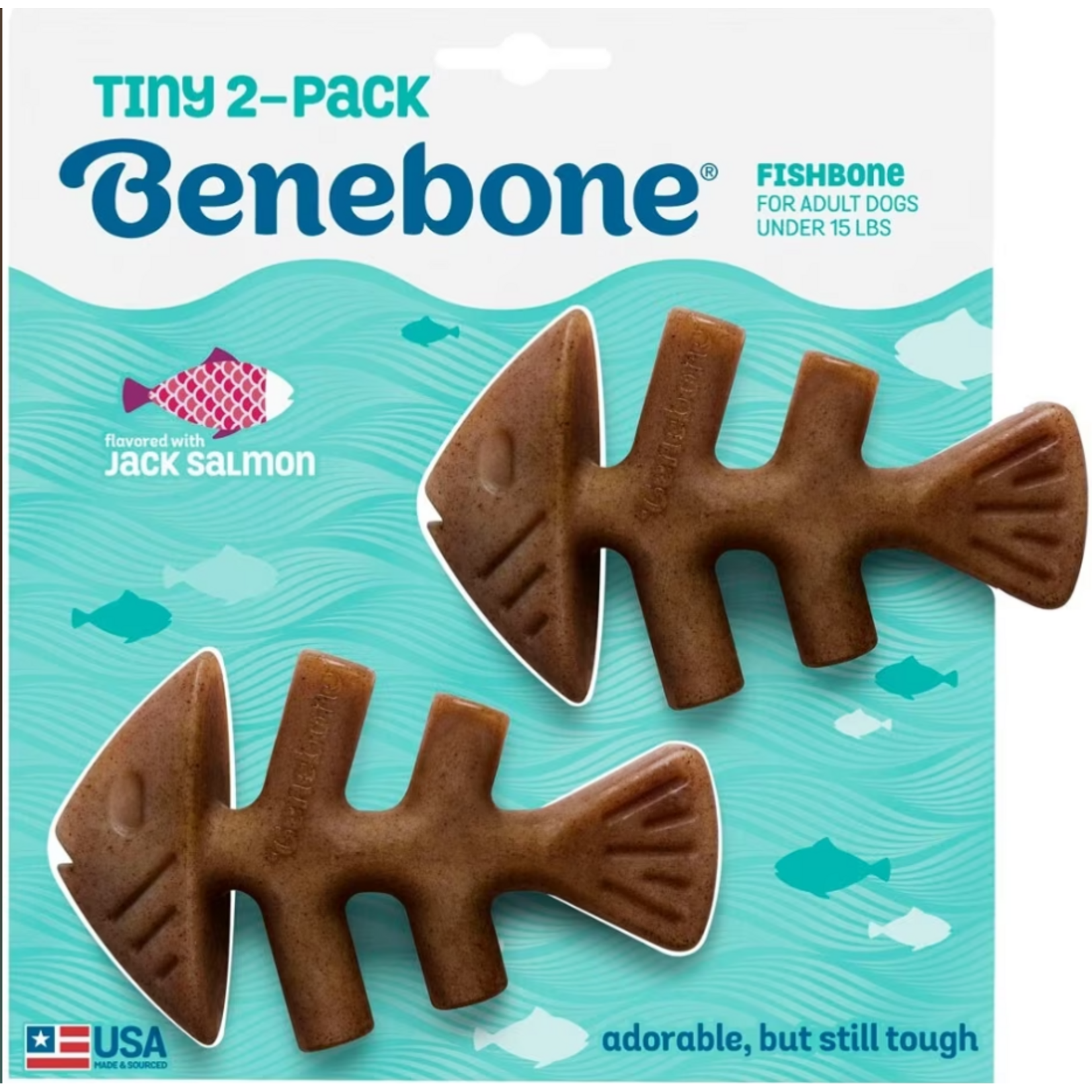 Benebone Benebone Tiny 2-Pack Fishbone Durable Dog Chew Toys Real Fish Flavor
