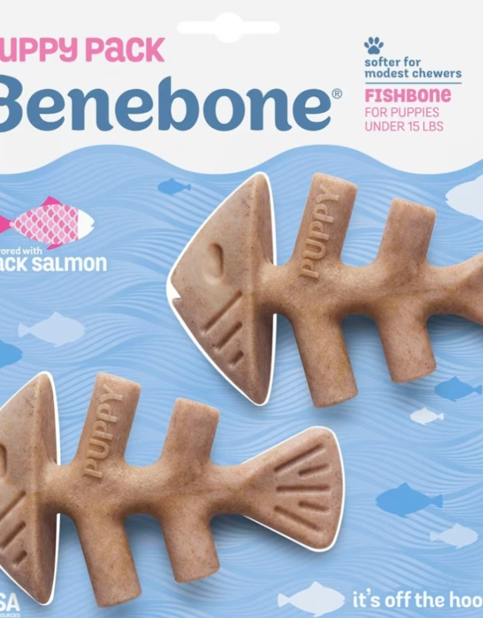 Benebone Benebone Fishbone Puppy Chew Toys Small Pack of 2, X-Small