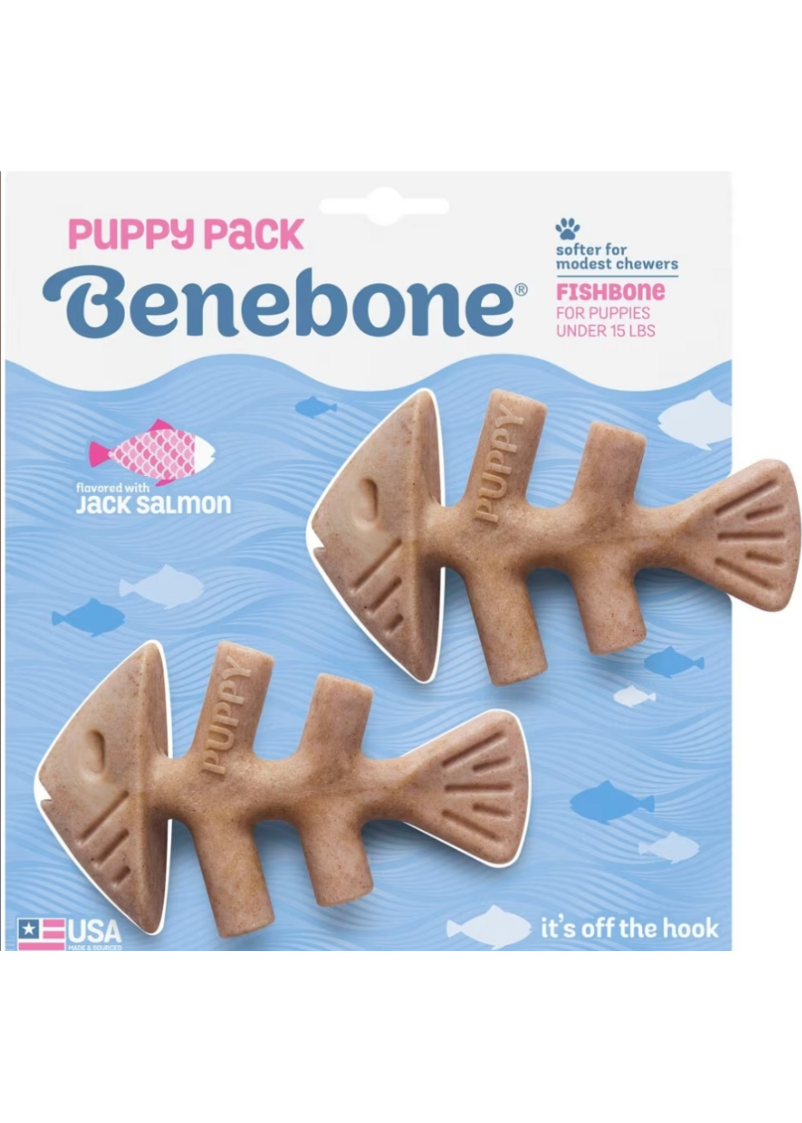 Benebone Benebone Fishbone Puppy Chew Toys Small Pack of 2, X-Small