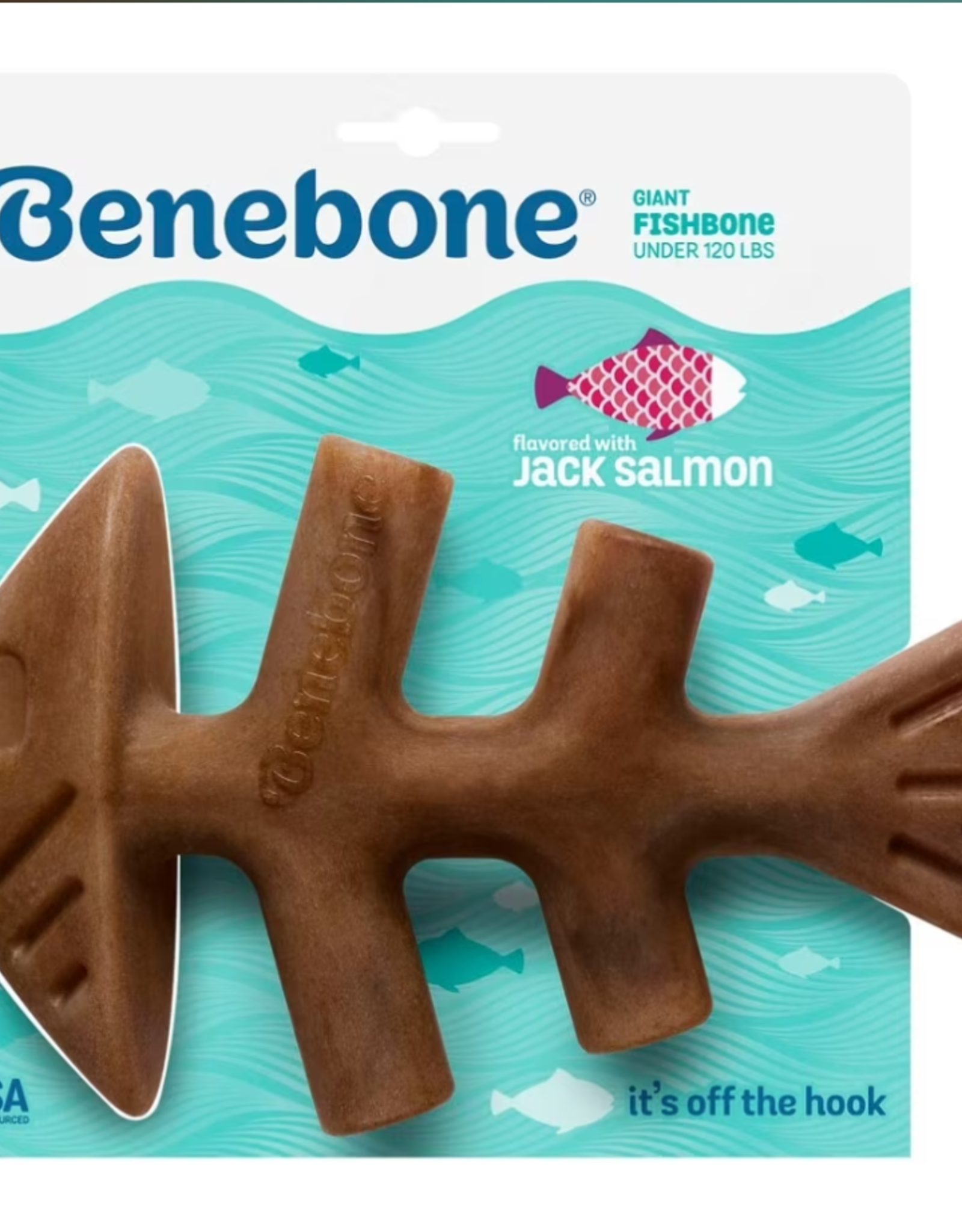 Benebone Benebone Fishbone Durable Dog Chew Toy Real Fish Giant