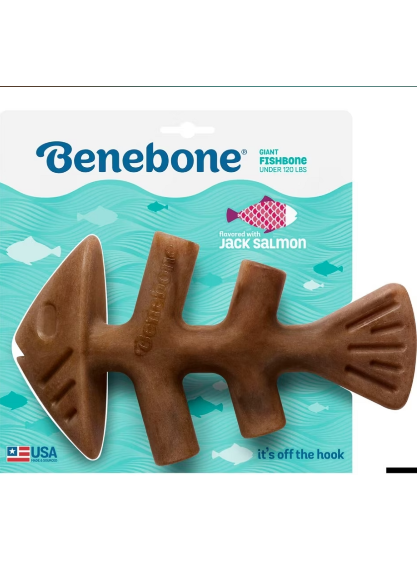 Benebone Benebone Fishbone Durable Dog Chew Toy Real Fish Giant