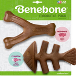 Benebone Benebone Bacon Wishbone/Fishbone Dog Toy Medium Pack of 2