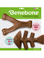 Benebone Benebone Bacon Wishbone/Fishbone Dog Toy Medium Pack of 2