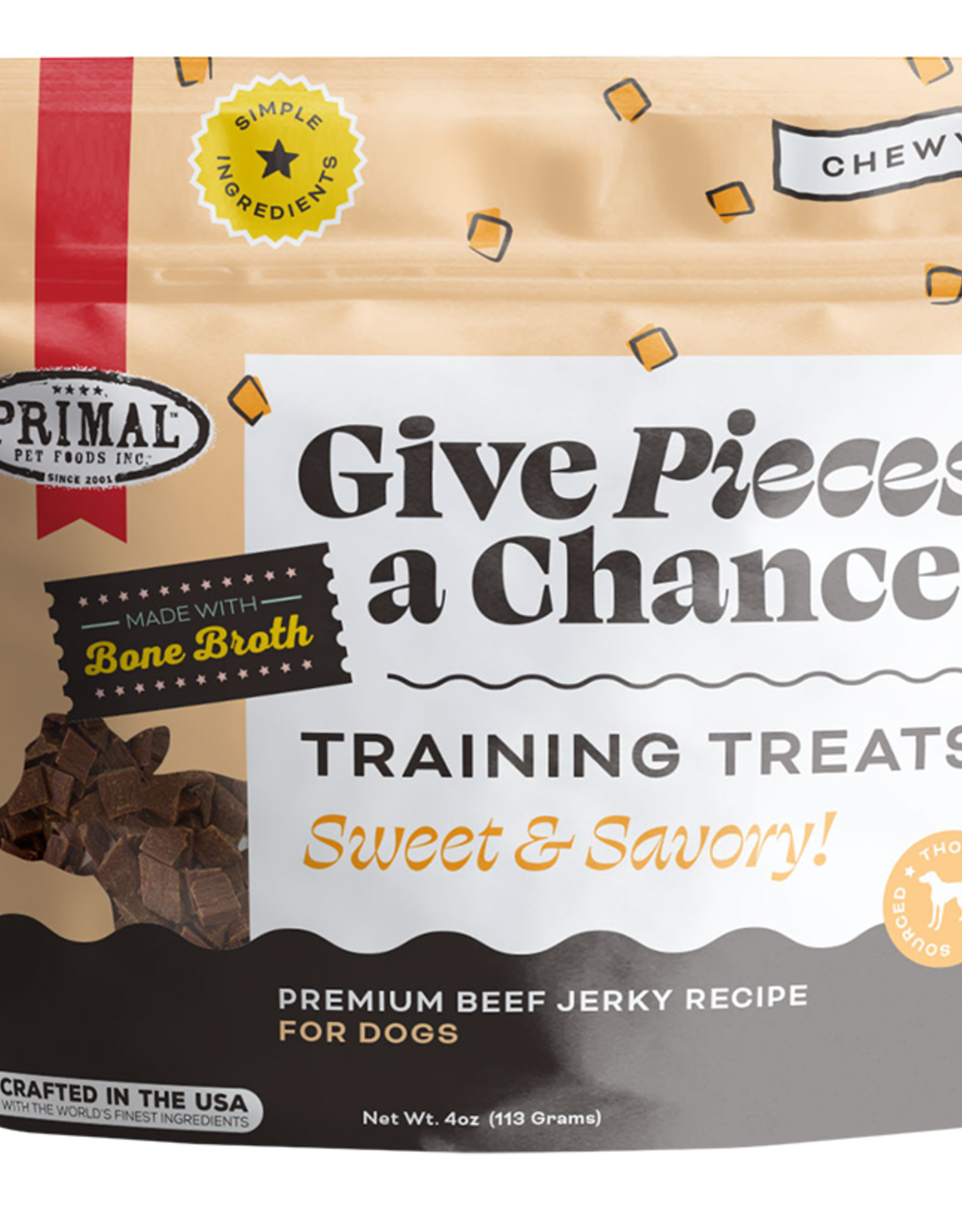 PRIMAL PET FOODS PRIMAL DOG GIVE PIECES A CHANCE BEEF WITH BROTH 4OZ