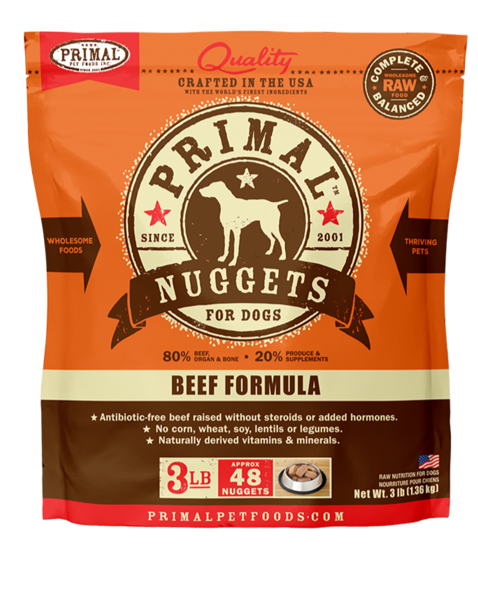 Primal PRIMAL DOG FROZEN NUGGETS BEEF 3LB