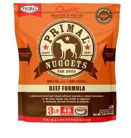 PRIMAL PET FOODS PRIMAL DOG FROZEN NUGGET BEEF 3LB