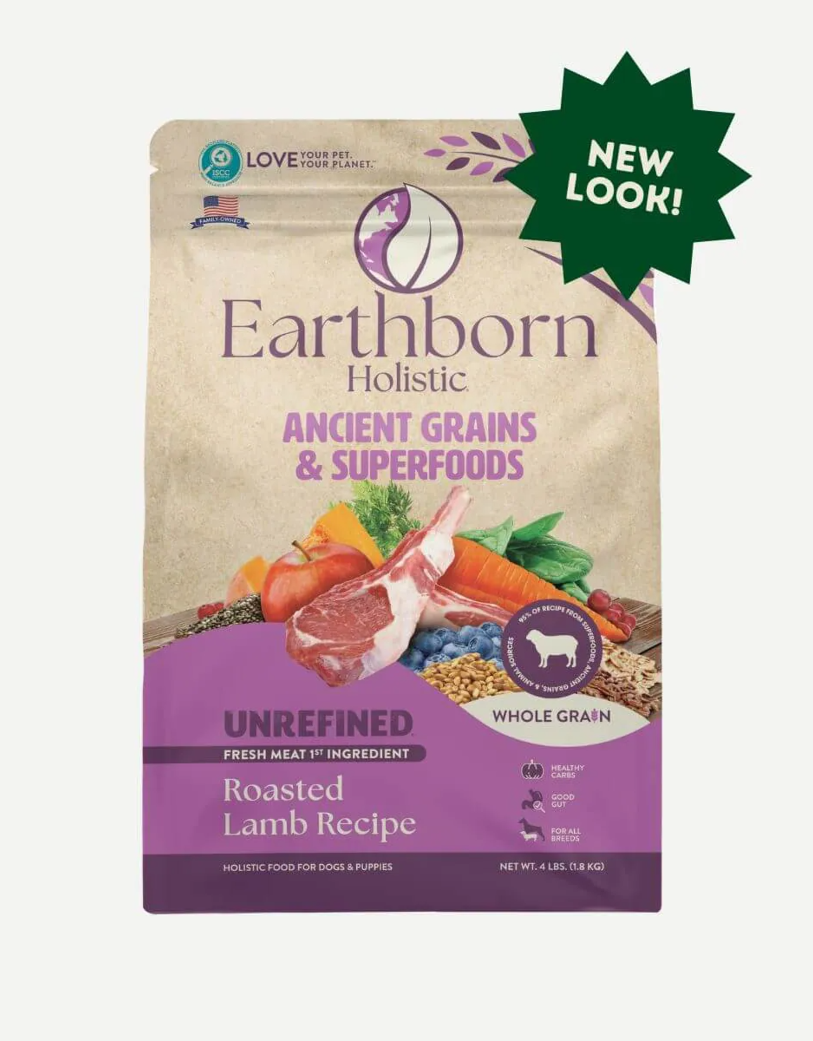 Earthborn Holistic EARTHBORN DOG UNREFINED ANCIENT GRAINS ROASTED LAMB 25LBS