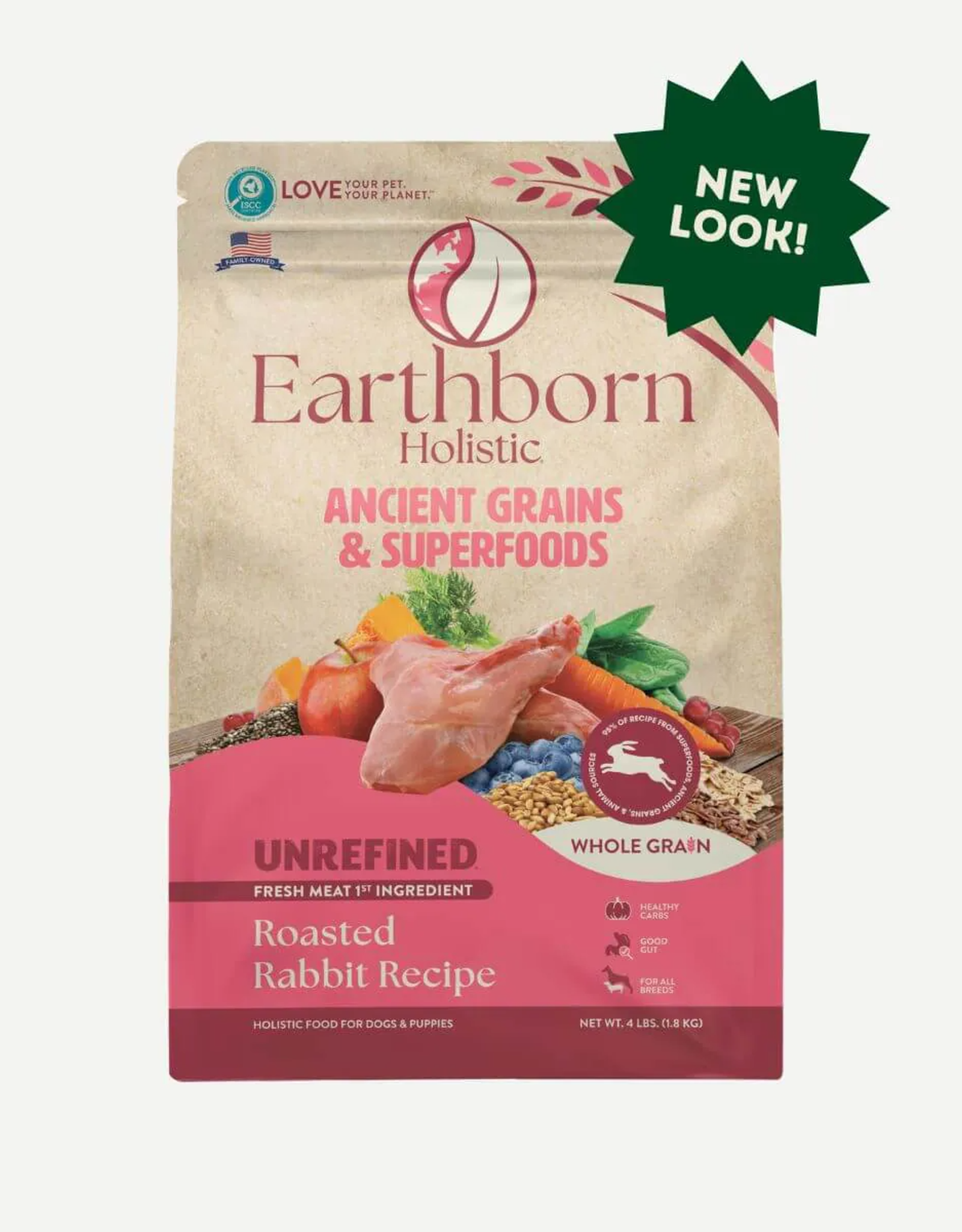 Earthborn Holistic EARTHBORN DOG UNREFINED ANCIENT GRAINS ROASTED RABBIT 4LBS