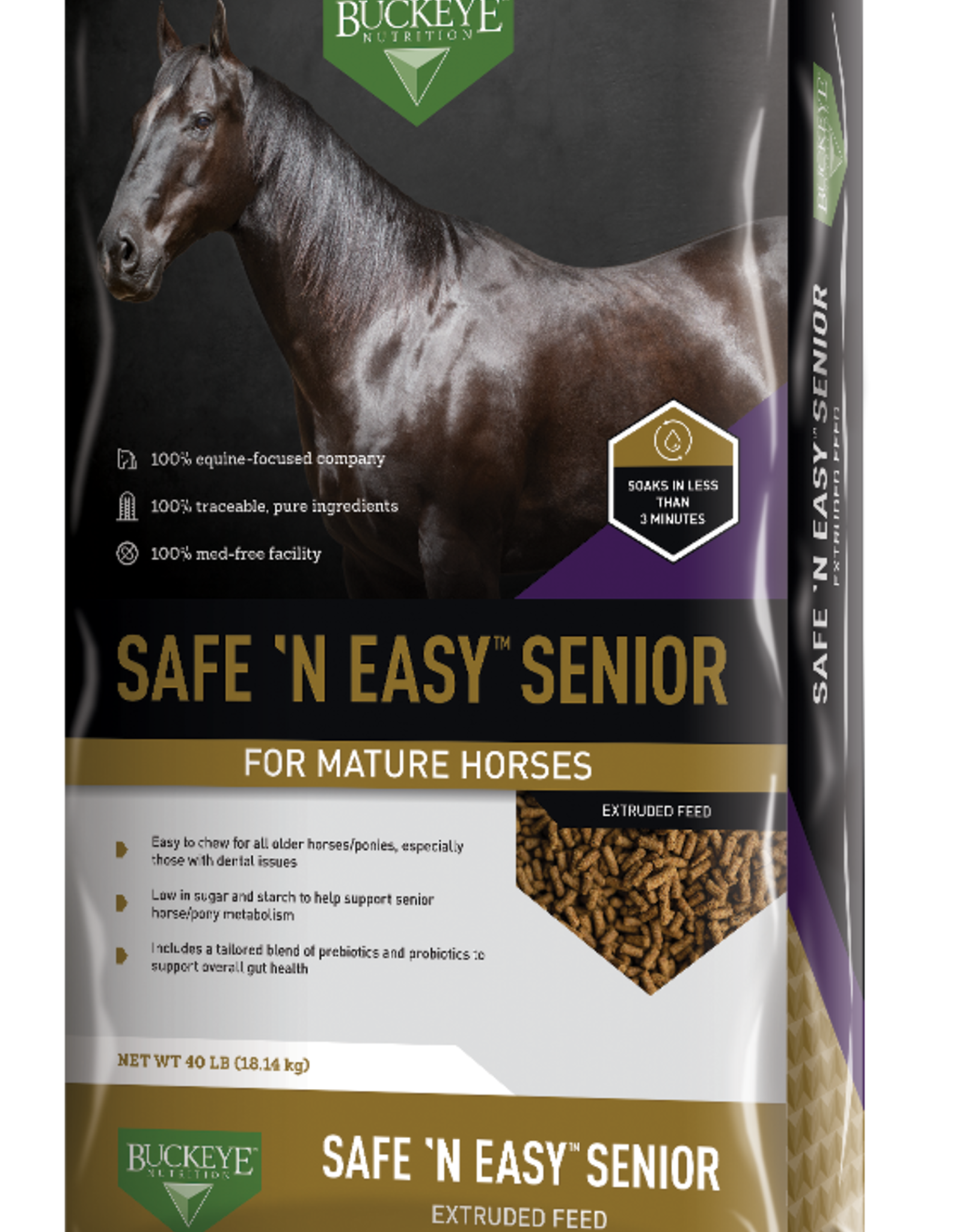 Buckeye Buckeye Safe 'N Easy Senior Extruded Horse Feed - 40 lb